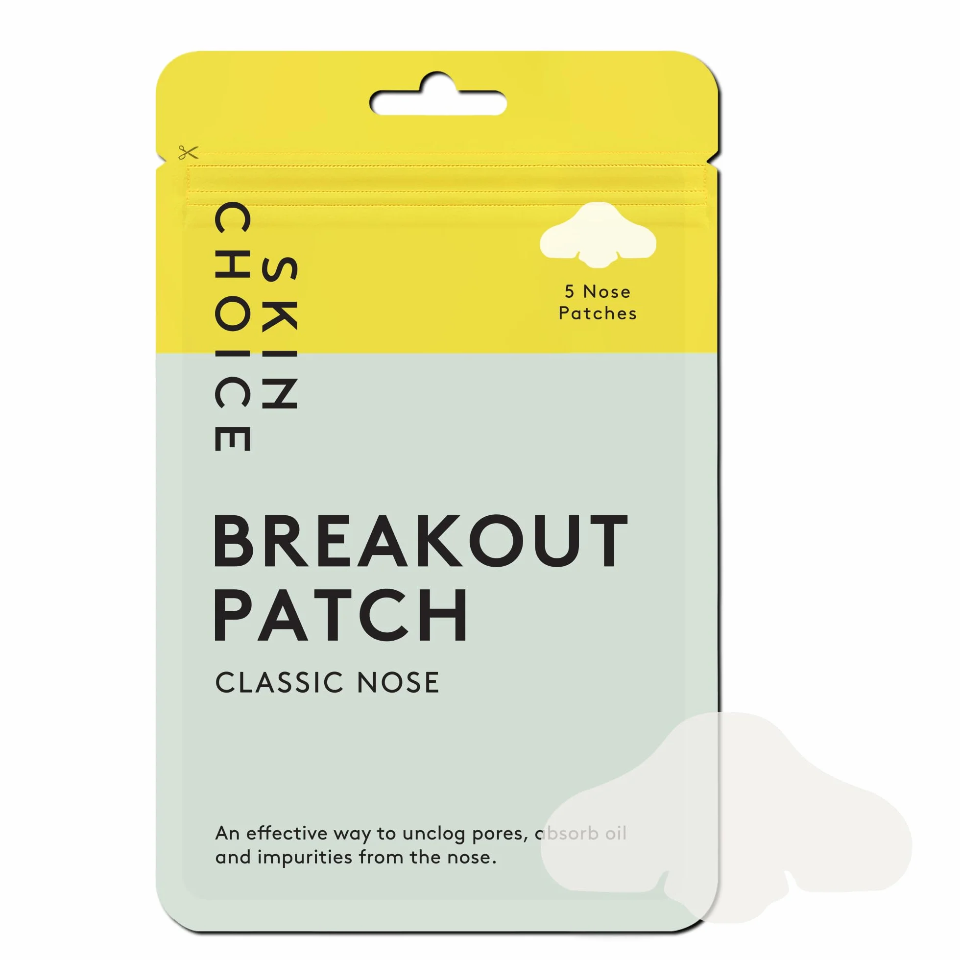SKIN CHOICE Patch nasal hydrocolloïde pour pores, éliminer impuretés acné points noirs végétalien (5 unité)