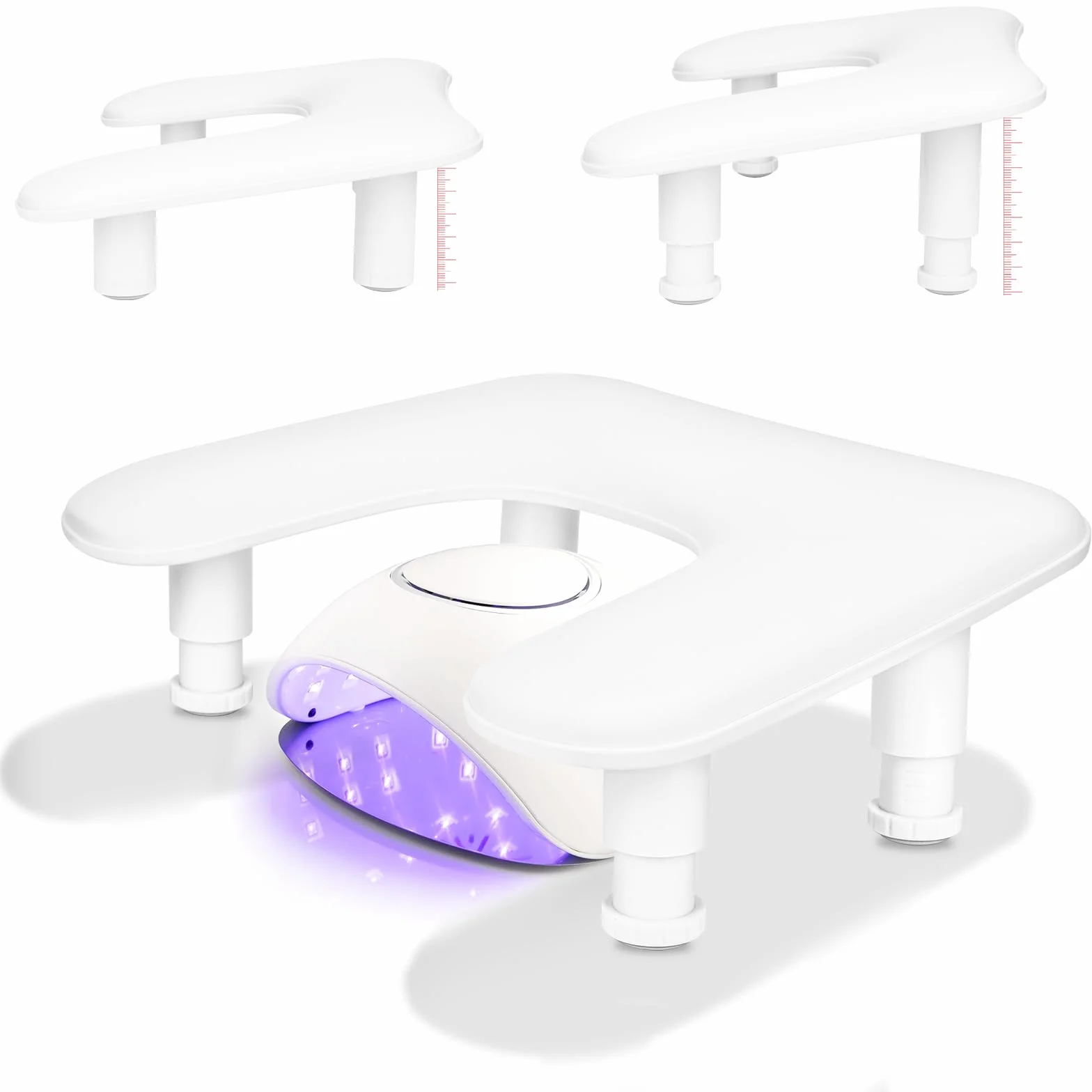 Forme du U Repose Main – Main pour Manucure,Main pour Manucure Professionnel,Accoudoir réglable en hauteur en cuir PU antidérapant,idéal pour les technicien(ne) s ongulaires – Blanc