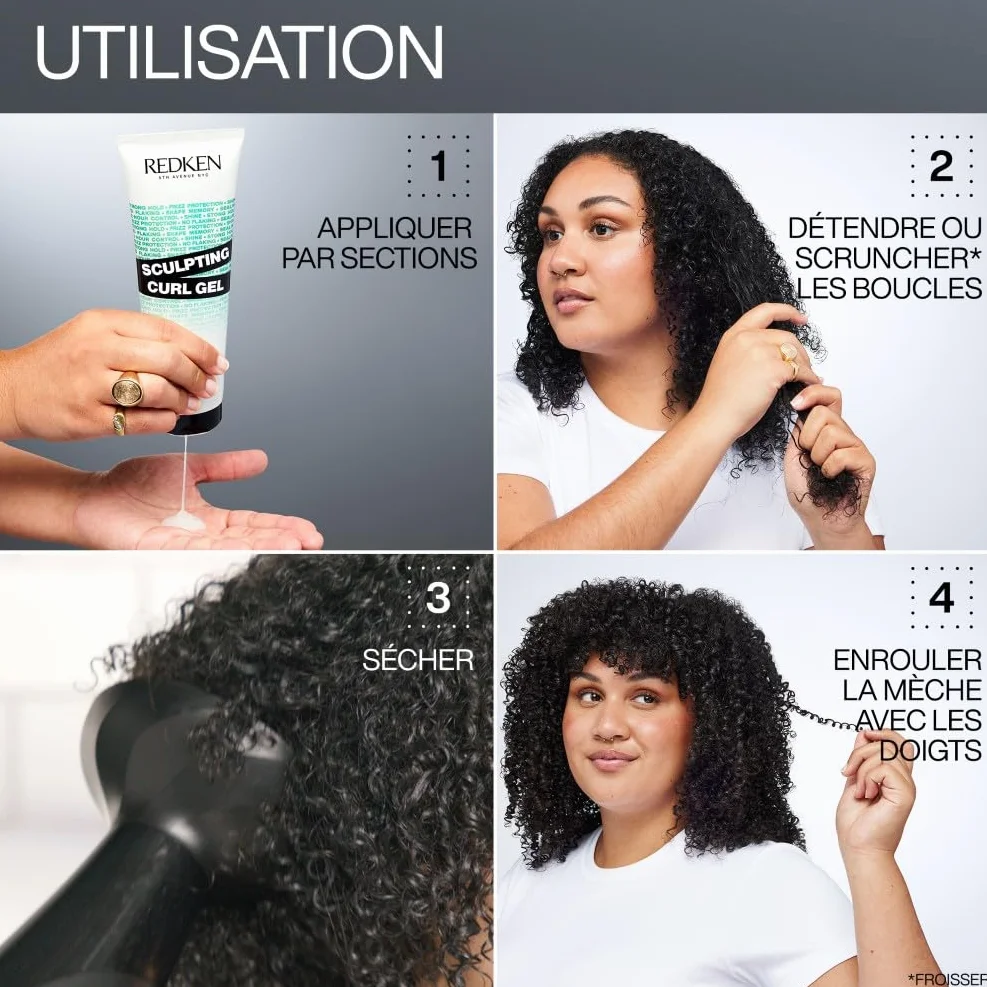 REDKEN, Gel de Fixation 72h, Hydrate & Fixe les Boucles, Formule à l'Huile de Jojoba & Squalane, Cheveux Bouclés, Frisés & Crépus, Vegan, Sans Silicone & Sans Sulfate, Hybrid Curl Stylers, 250ml