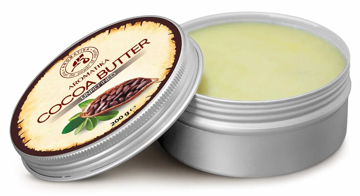 Beurre de Cacao 200g - Burkina Faso - Pur & Naturel - Théobroma Cacao - Bons Bénéfices pour Peau - Cheveux - Visage - Corps - Soin des Lèvres - Beurres de Cacao