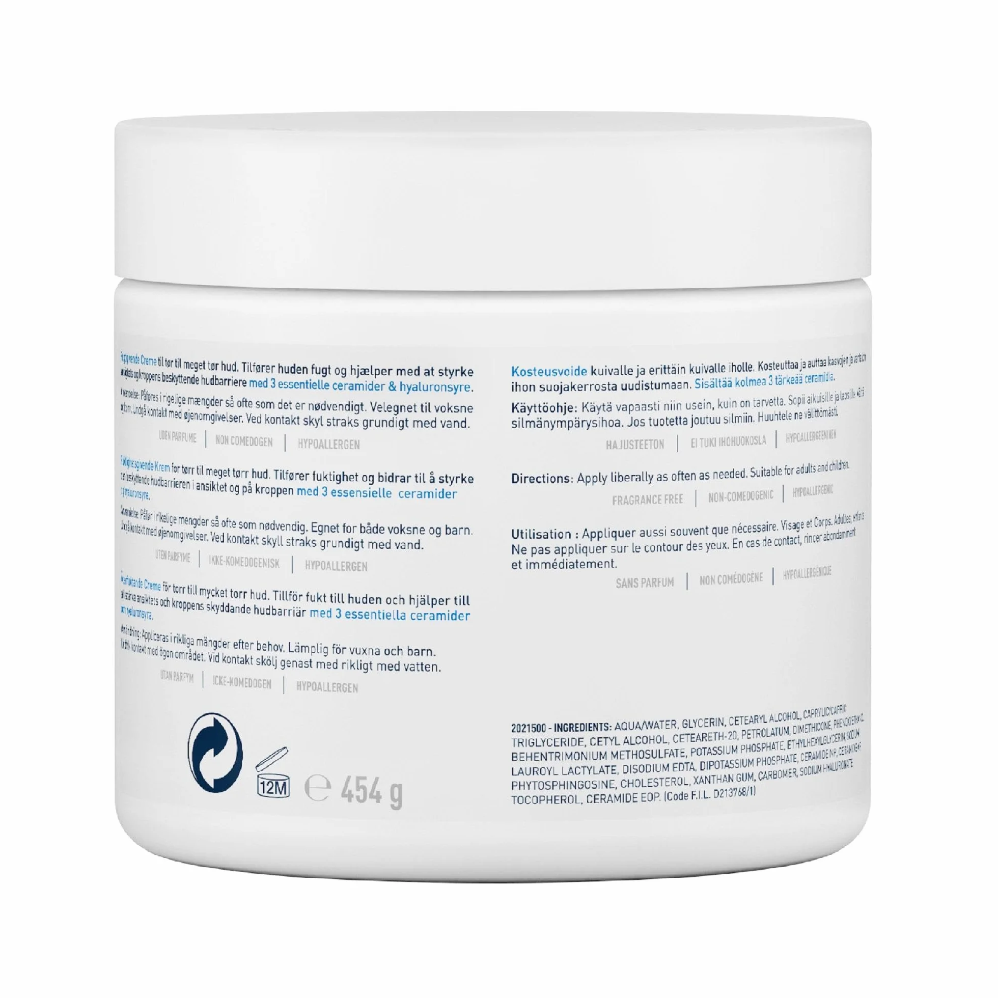 CeraVe Baume Hydratant Corps et Visage 48H Hydratation Acide Hyaluronique 3 Céramides Peau Sèche Très Sèche Atopique 454 g