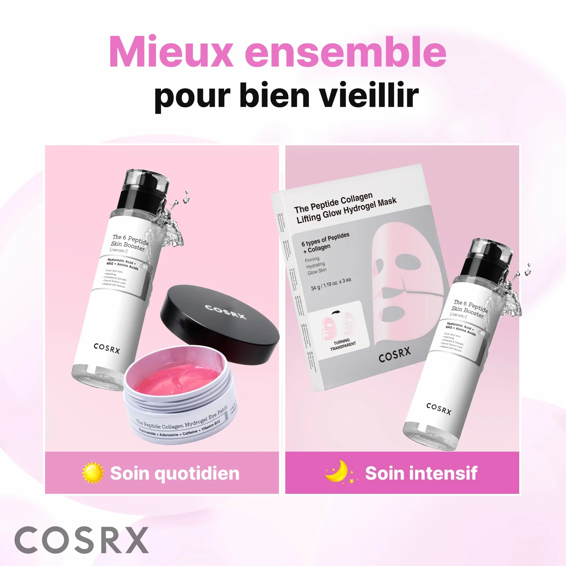 COSRX 6 Peptide Collagen Booster Toner Serum, Niacinamide & Acide Hyaluronique 150 ml