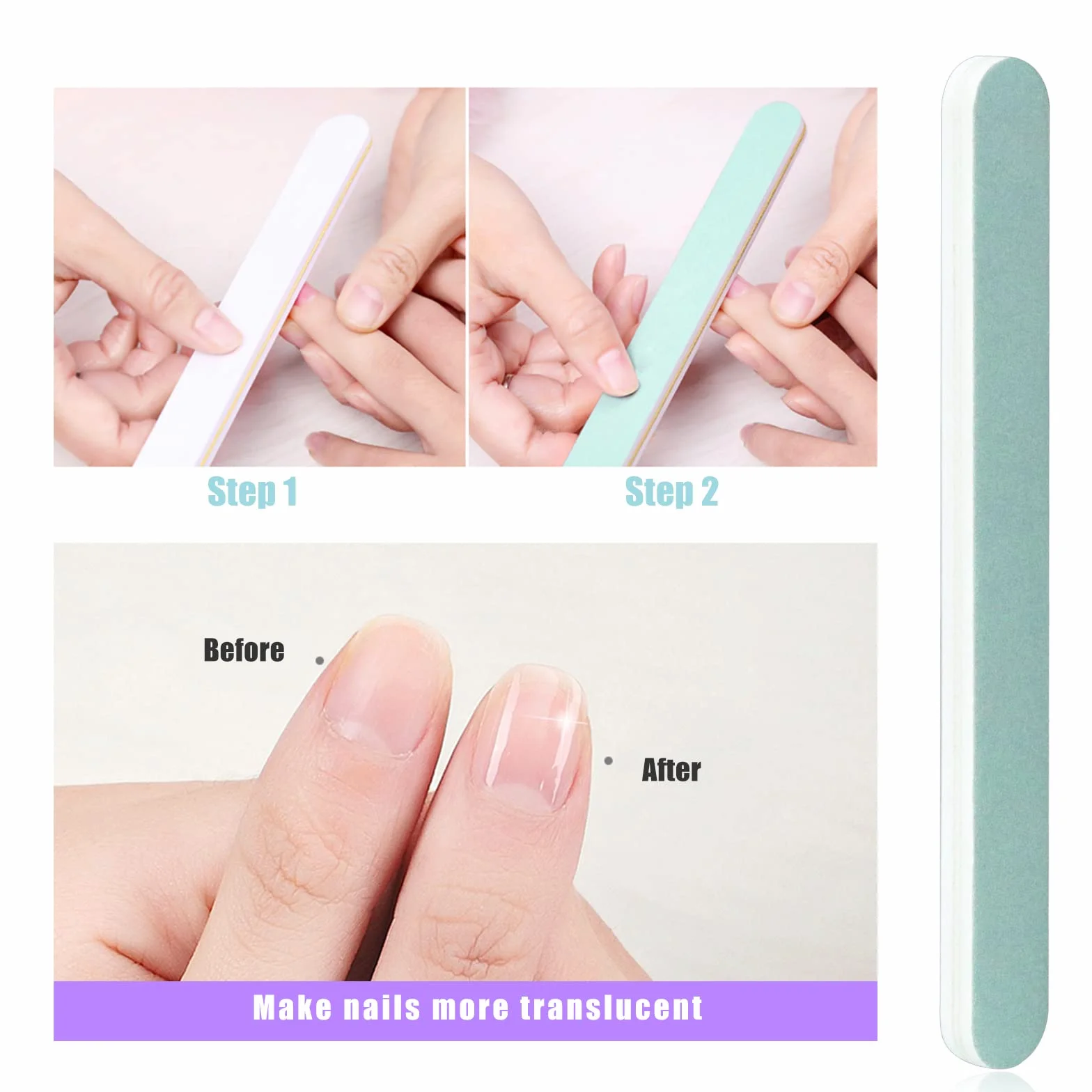 Limes à Ongles Lot de 7, 100/180, Lime à Ongles Professionnelles pour Manucure et Salon