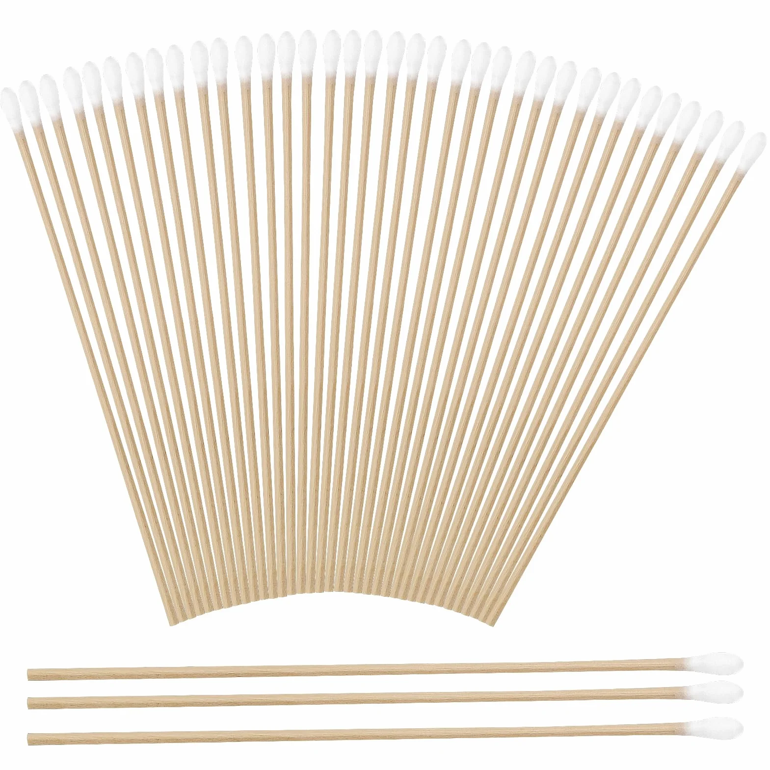 Lot de 200 cotons-tiges 15 cm en bois bout pointu pour manucure maquillage