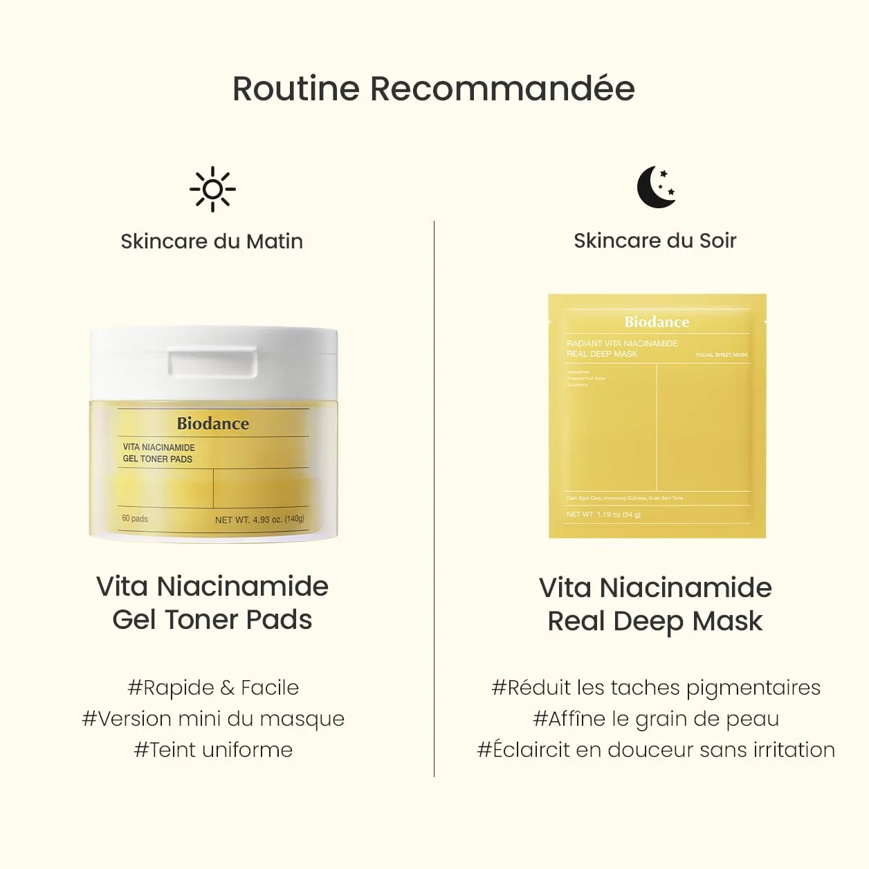 BIODANCE Vita Gel Toner Pads, Tampons de Toner en Gel Niacinamide 60 Pièces, Illuminant, Exfoliation Douce K-Beauty