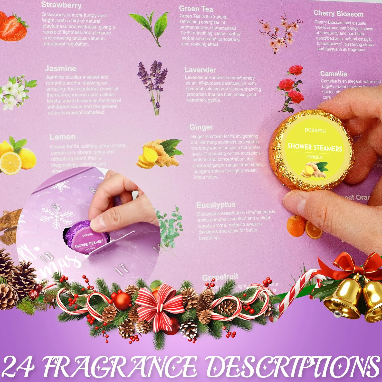 Calendrier de l'Avent 2025 Bombe de Douche Boules de Bain pour Enfant Femme Homme
