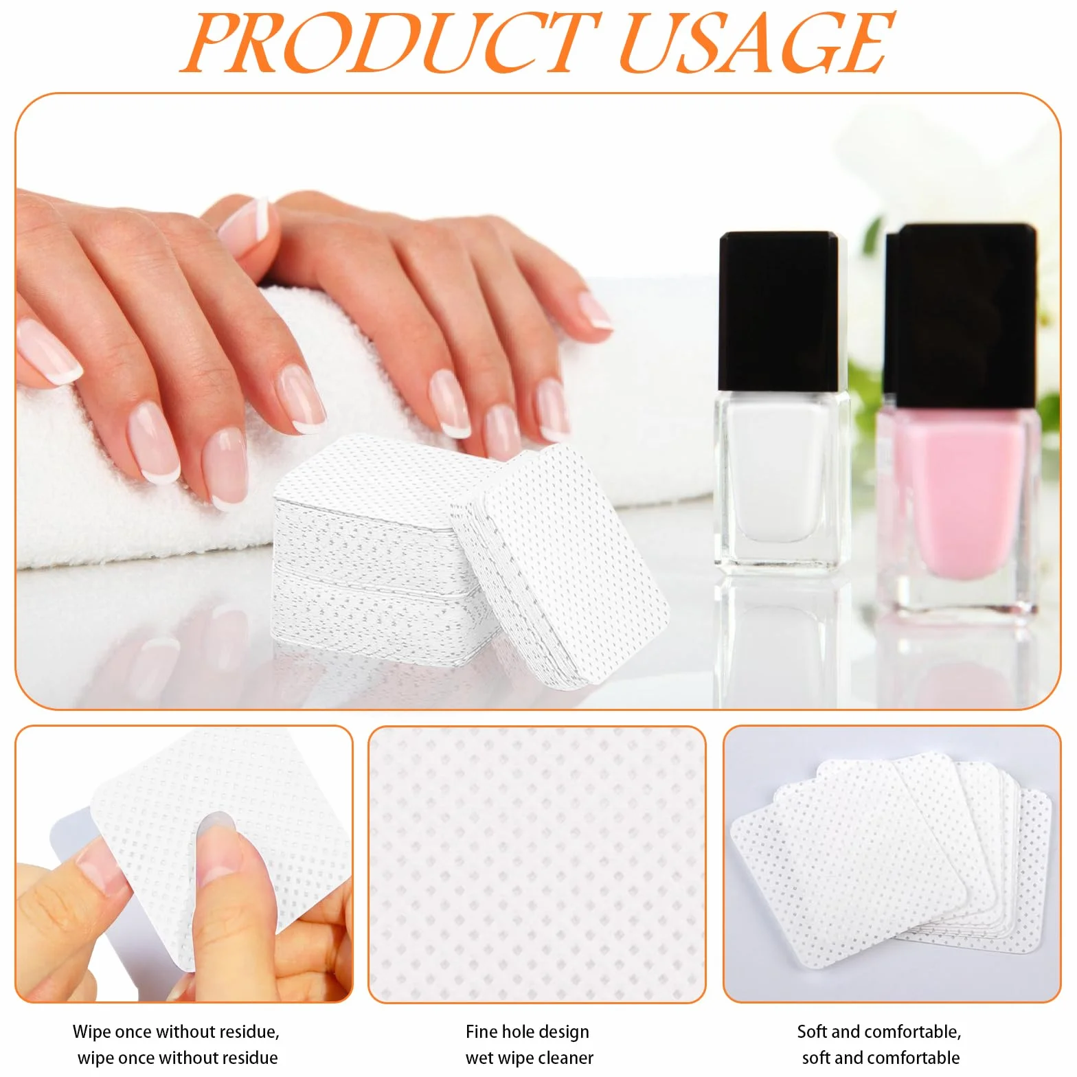 Lingettes à Ongles Non Pelucheux 320 Pièces, Coton Remover Vernis Gel UV pour Manucure Pédicure