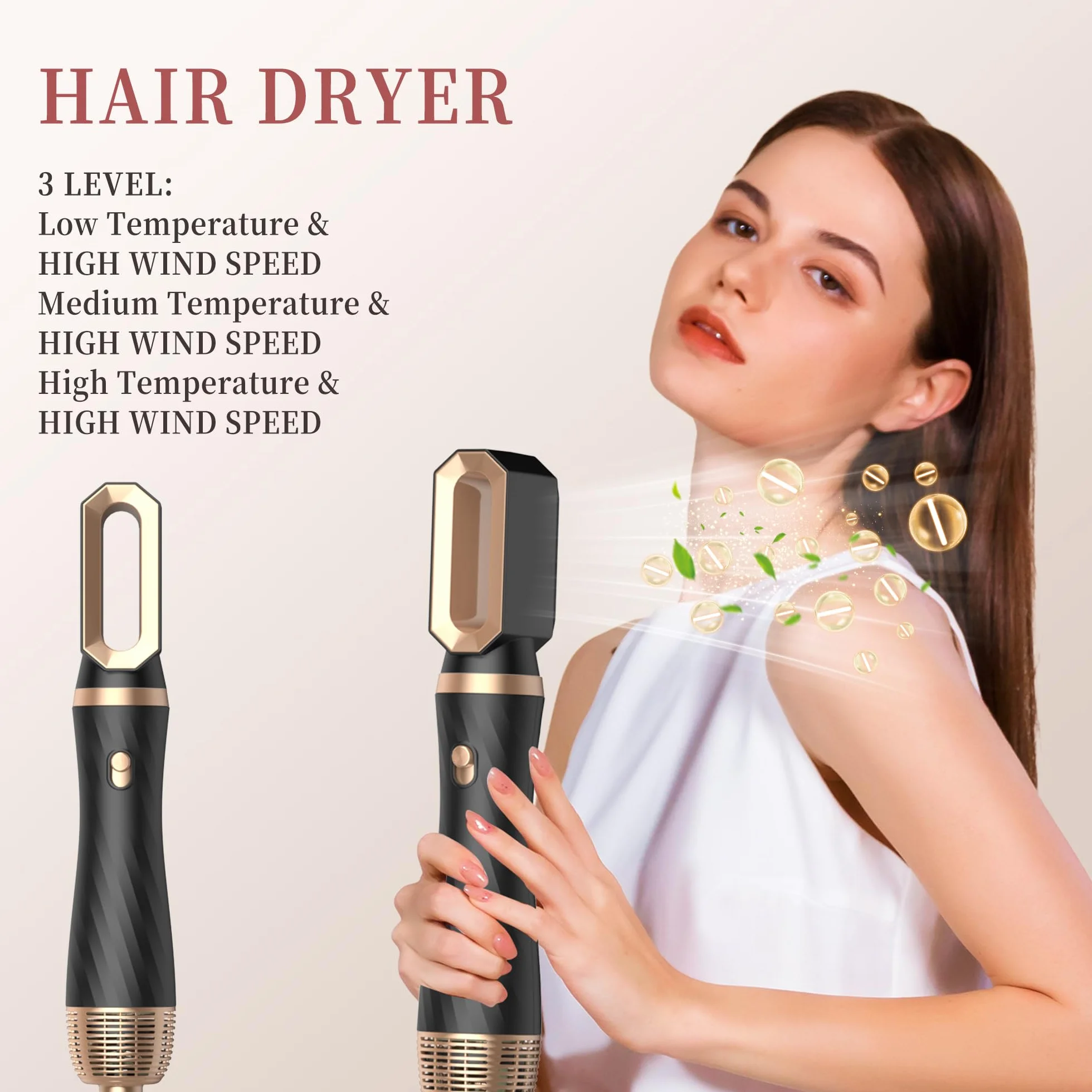 OKWRAP Air Styler 6 en 1 Brosse Soufflante Seche Cheveux Fer a Boucler Set de Coiffure