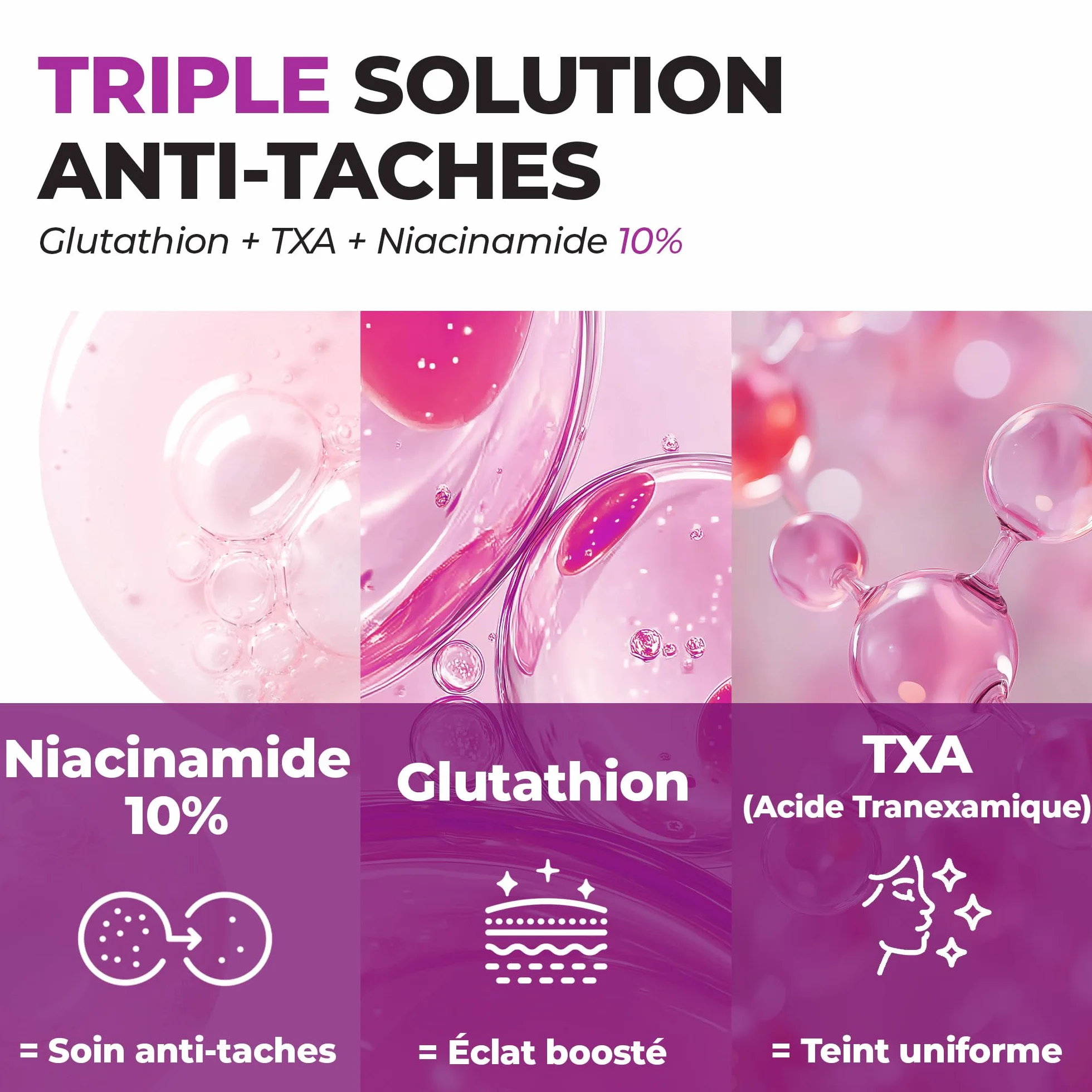 JUMISO Sérum anti-taches brunes 10 % niacinamide - TXA + glutathion - Sérum éclaircissant pour le visage pour un usage quotidien - Gel d'eau sans boulochage - Aide à unifier le teint de la peau