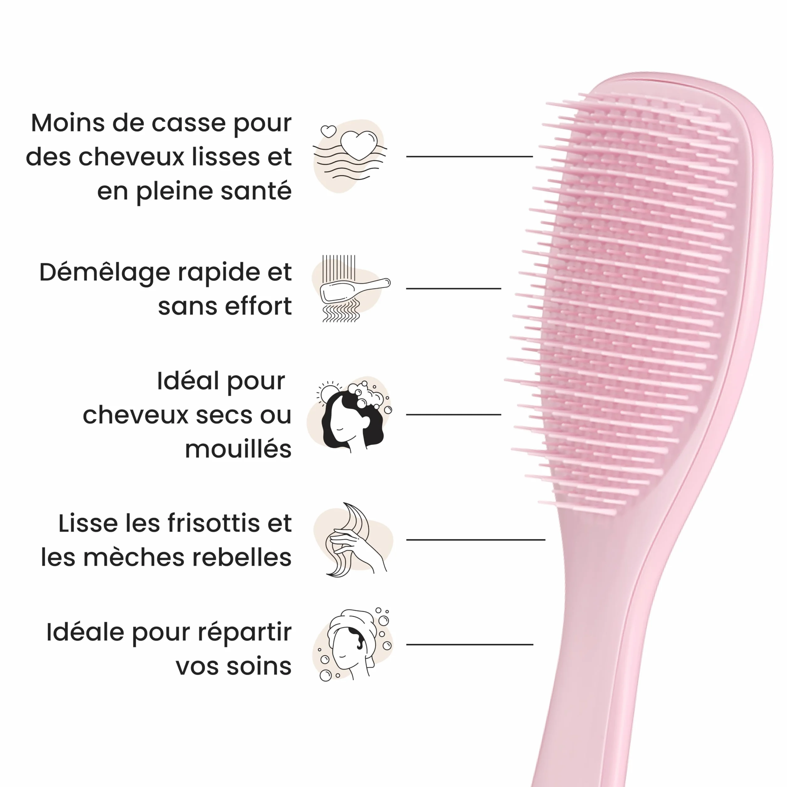 Tangle Teezer Ultimate Detangler Brosse à Cheveux Démêlante, Picots 2 Niveaux, Cheveux Secs et Mouillés, Rose Millennial