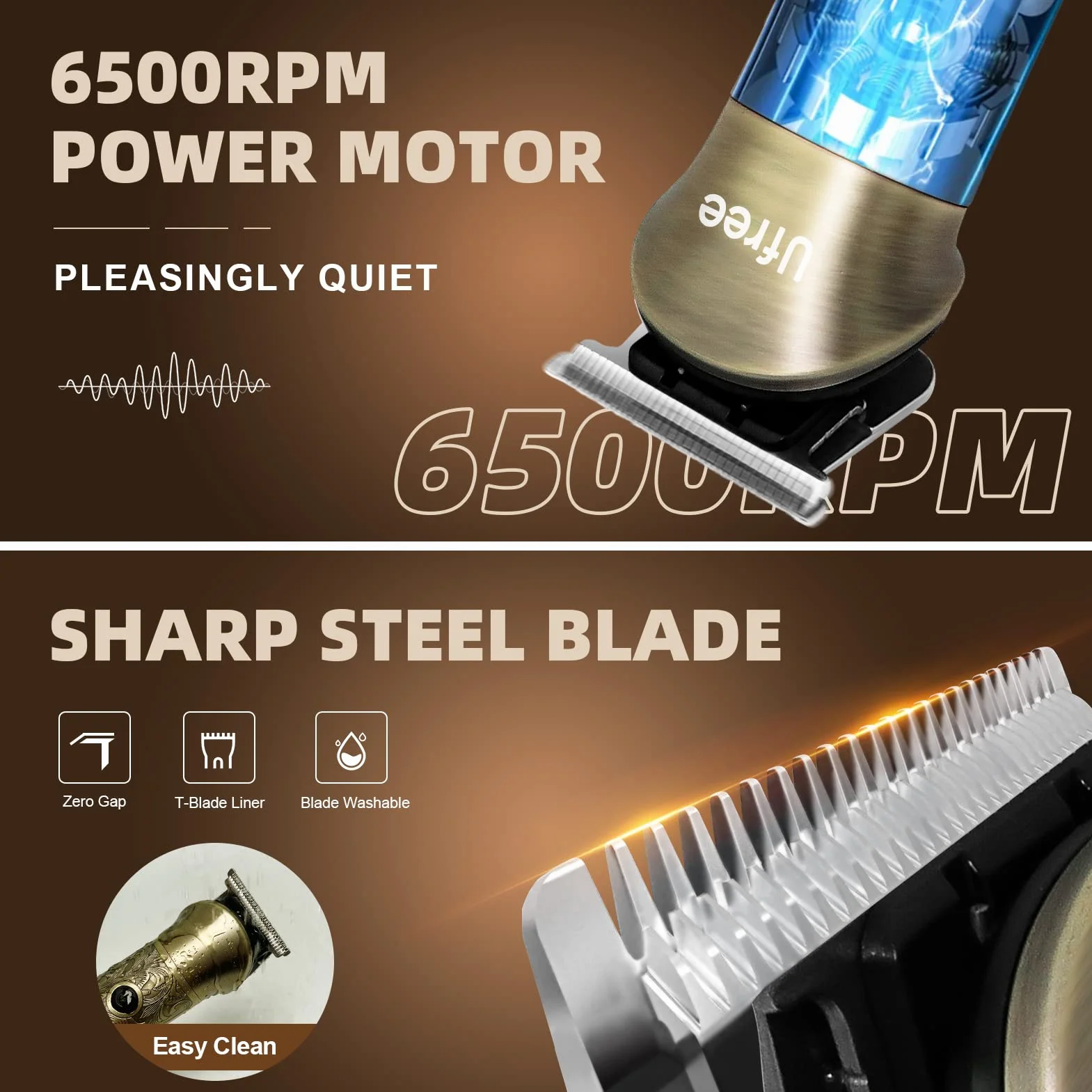 Ufree Tondeuse à barbe électrique sans fil, kit de toilettage réglable pour moustache