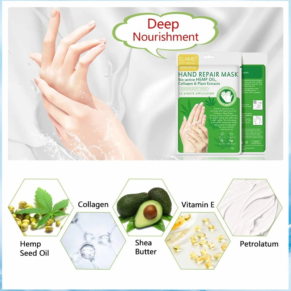 Gants Hydratants Exfoliants pour Mains Sèches, 3 Paires