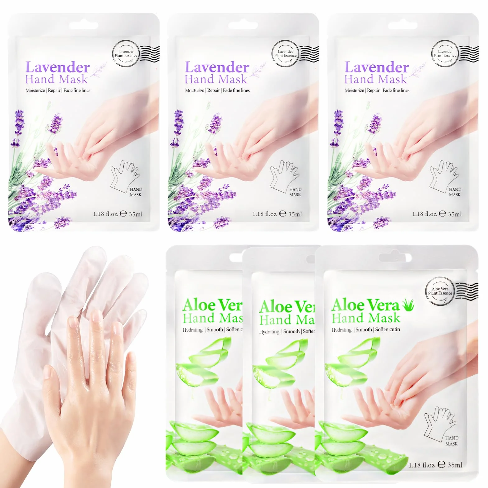 Masque Main Hydratant Exfoliant 6 Paires Gants Hydratants Peau Sèche Craquelée