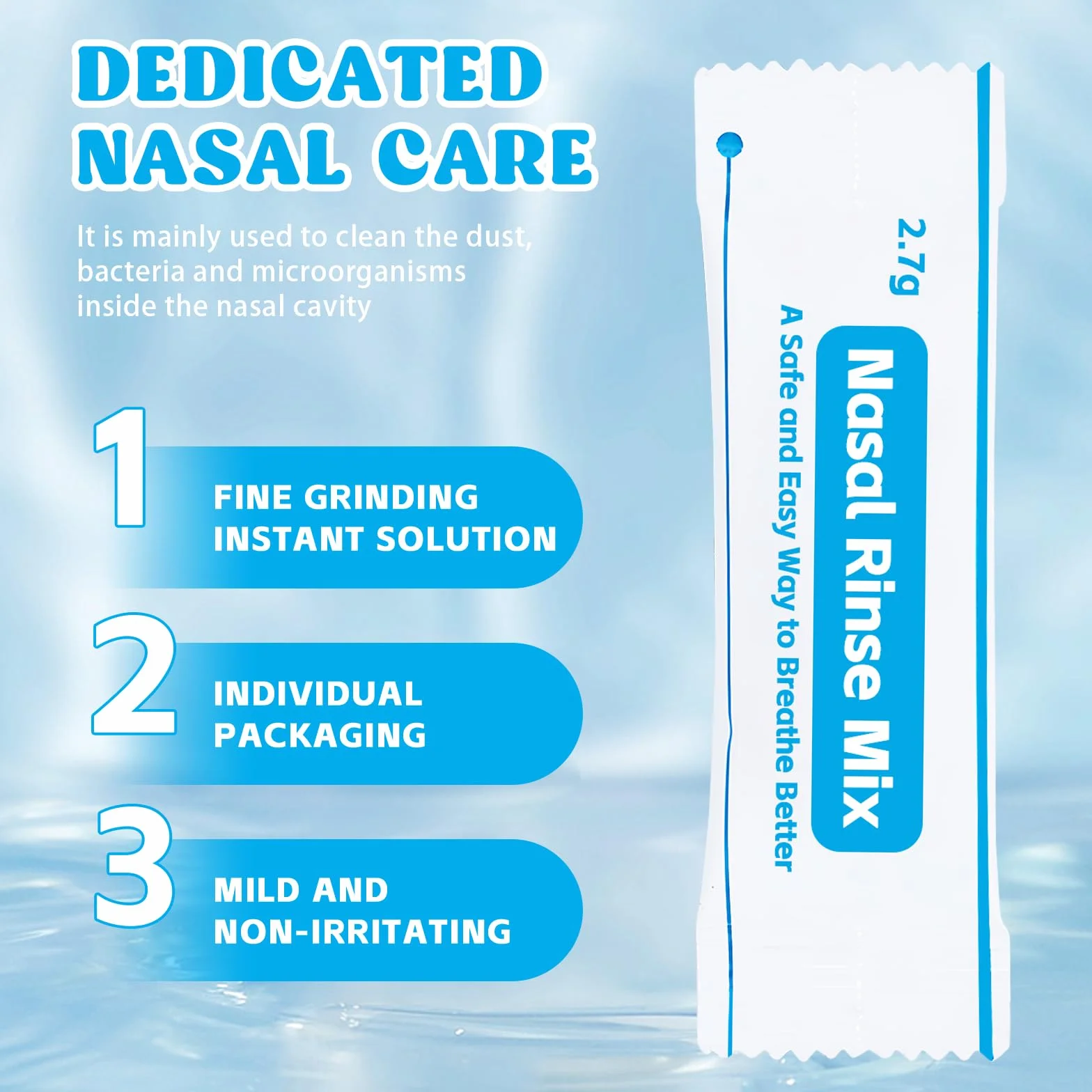 200 Petits Sacs Sachets Sel Nasal, 2.7g Sachets De Douche Nasale, Sachets De Sels De Rinçage Des Sinus Pour Rinçage Nasal Pour Douche Nasale, Kit Sinus Rinse, Irrigation Nasale