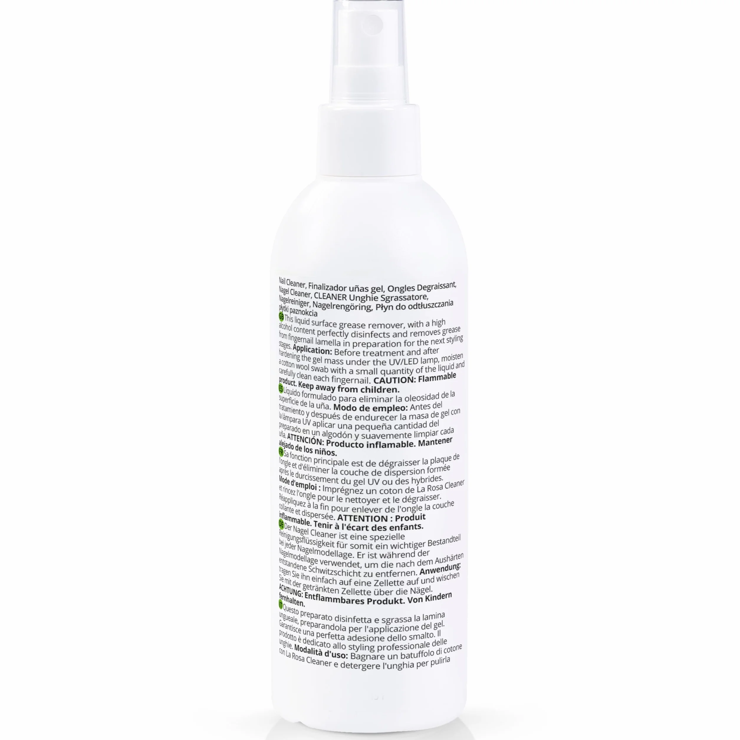 LaRosa Nail Cleaner dégraissant spray 250 ml pour vernis gel manucure UV LED
