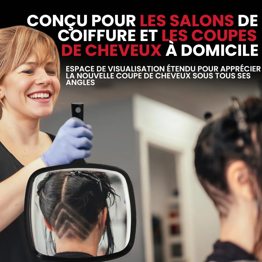 Mirrorvana Miroir à Main 20,3 x 28 cm avec poignée Ergonomique pour Maquillage et Coiffure (Noir)