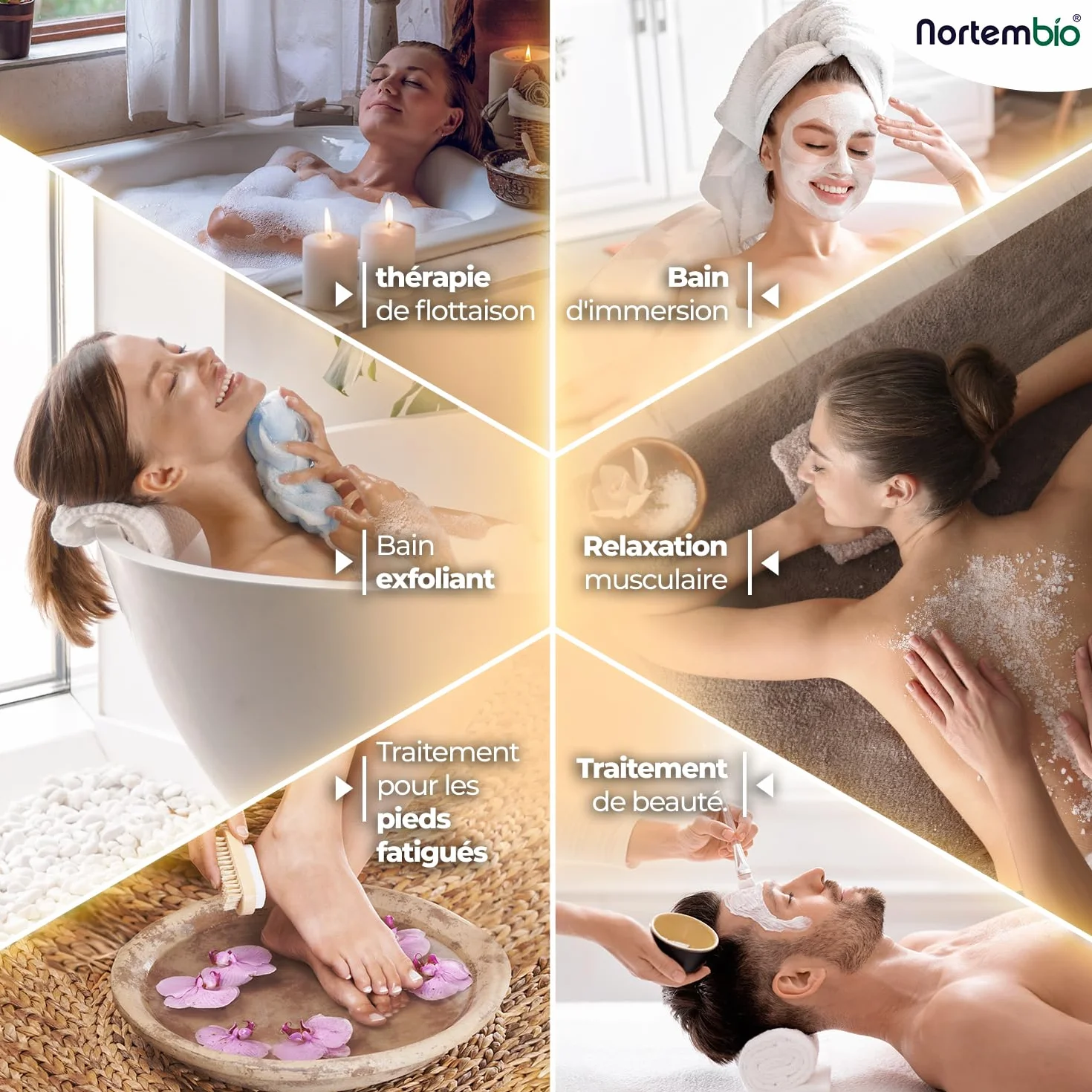 Nortembio Sels d'Epsom Parfumés 6 kg Sel de Bain au Magnésium, Vitamines C & E | Bain de Pieds, Spa Maison, Relaxation et Bien-être | Parfum au Choix + eBook Gratuit (Noix de Coco Tropicale)