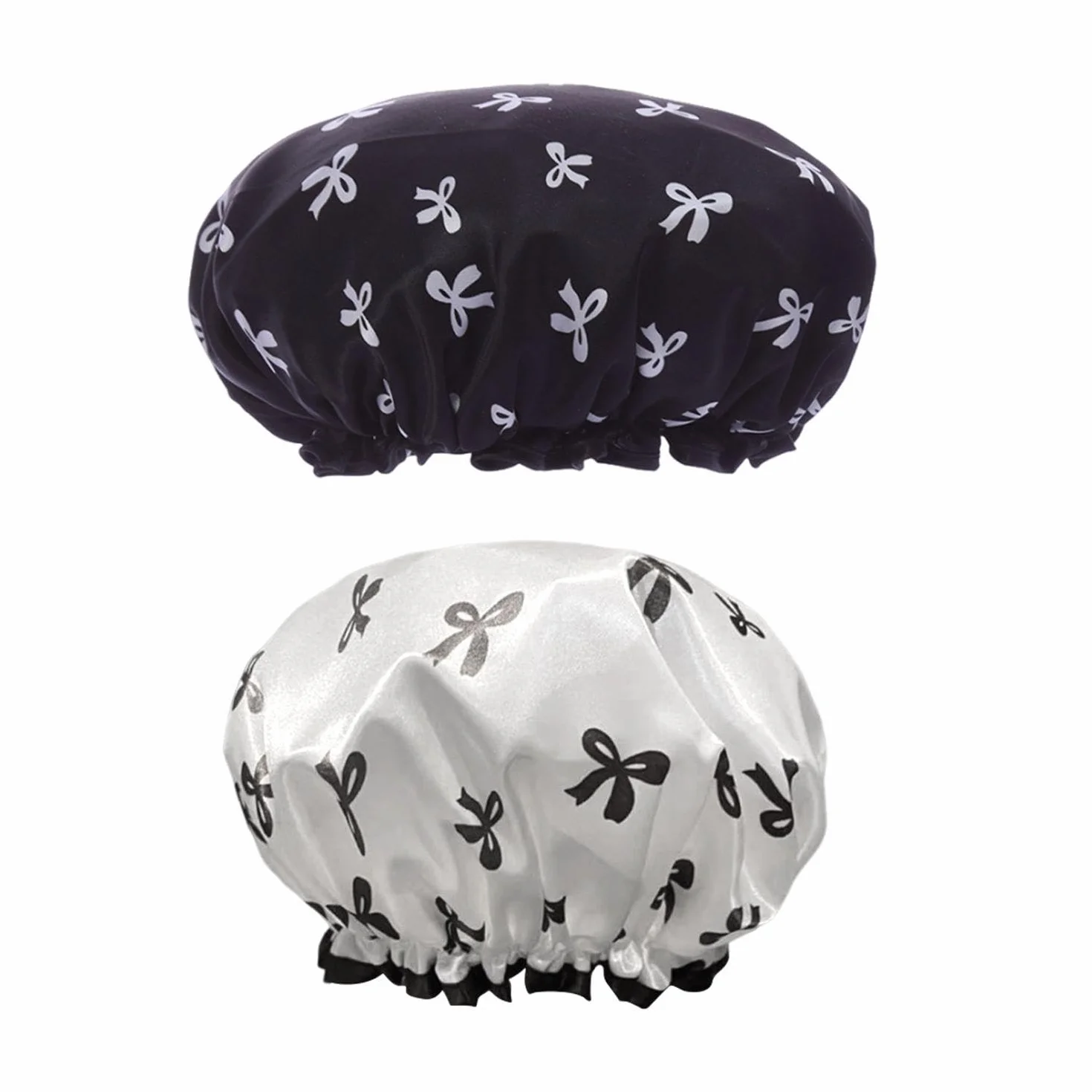 Bonnets De Douche Imperméable Double Couche Lot De 2 Avec Nœud