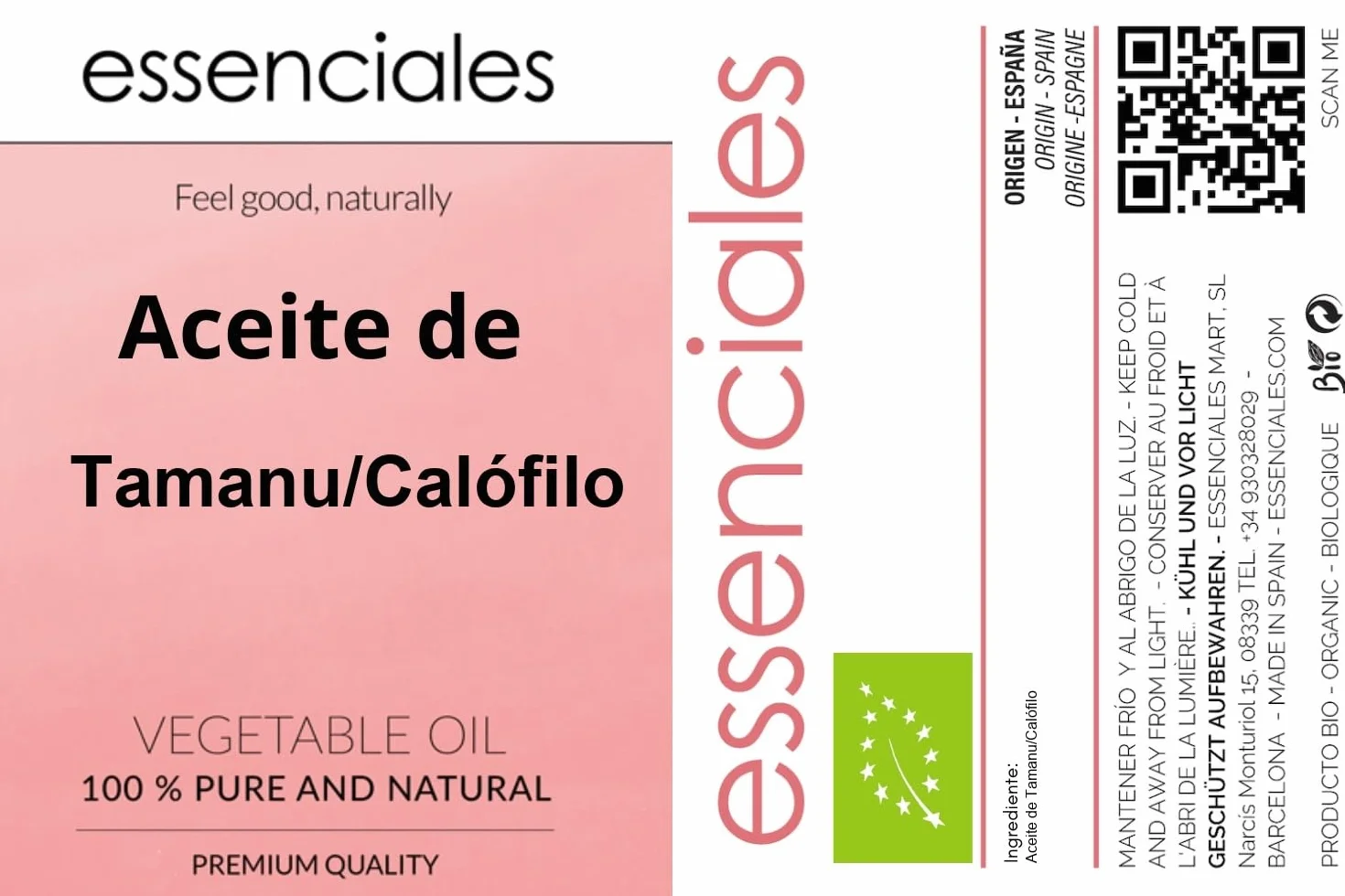 Huile végétale de Takamaka/Calophylle BIO 100% pure 500 ml - Calophyllum inophyllum - Soin visage, corps et cheveux