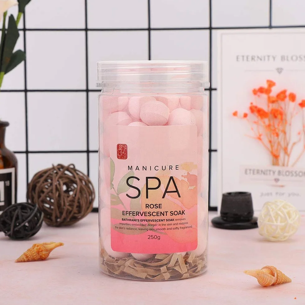 Balle absorbante effervescente manucure SPA pour enlever cuticules et peau morte hydratante rose