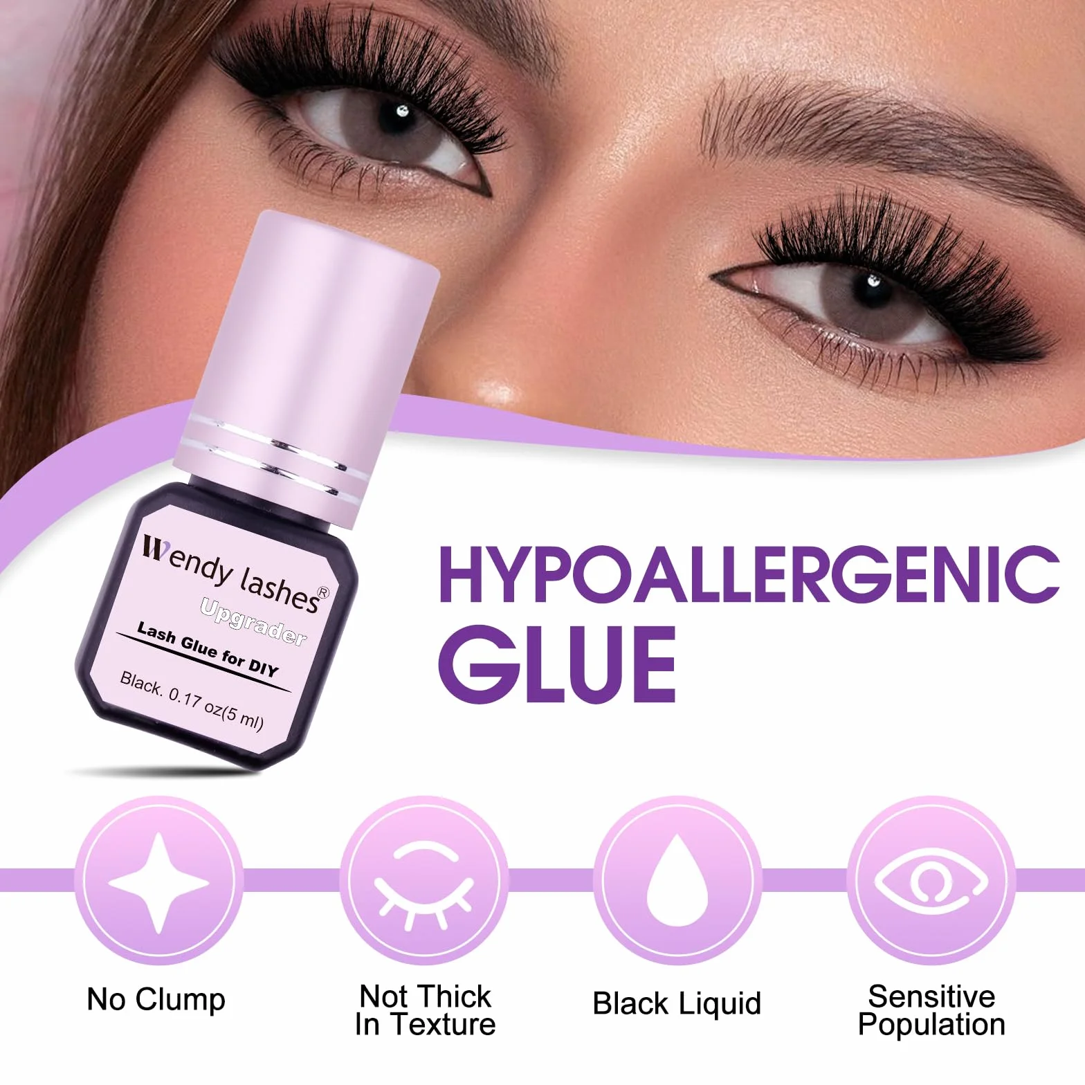 Wendy Lashes Colle Faux Cils Black Eyelash Extension Glue Strong Waterproof 2-3 Sec Drying 5ml