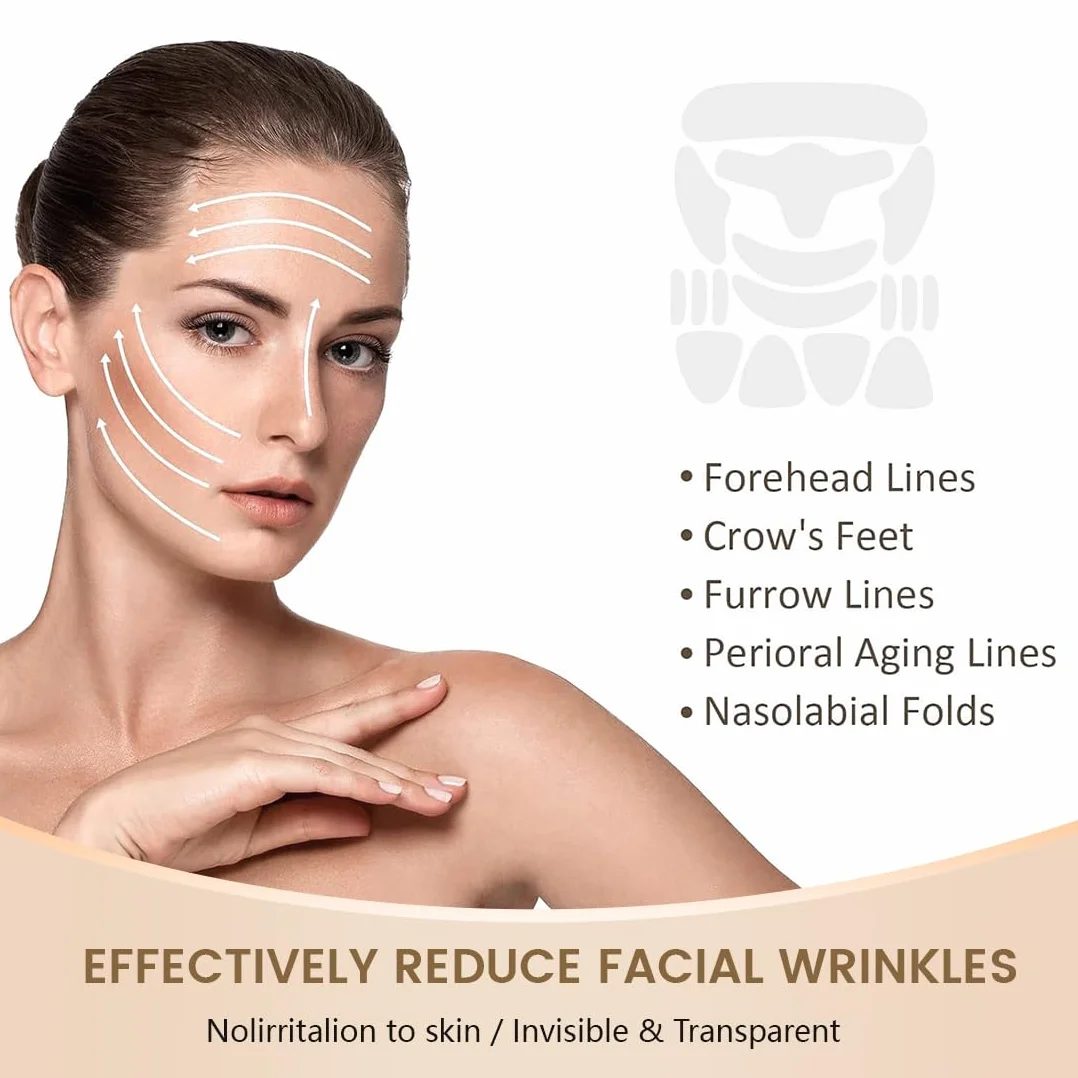 Patchs Anti-rides en Silicone Réutilisables 16 Pièces, Scotch Visage Front Yeux
