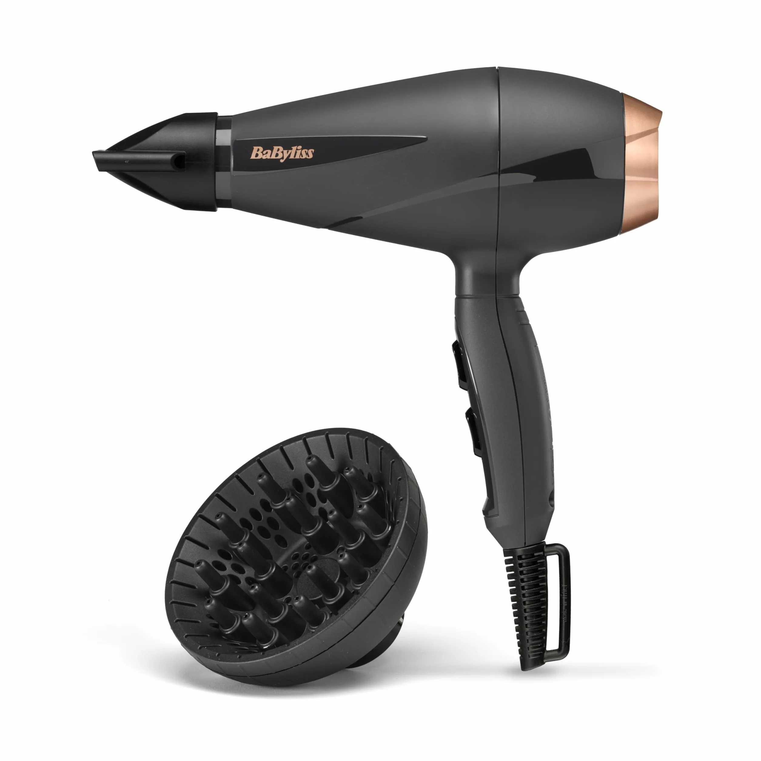BaByliss Sèche-cheveux Smooth Pro - Sèche-cheveux puissant de 2100W, Fabriqué en Italie, Technologie ionique anti-frisottis, 3 réglages de température et 2 réglages de vitesse, Noir, 6709DE