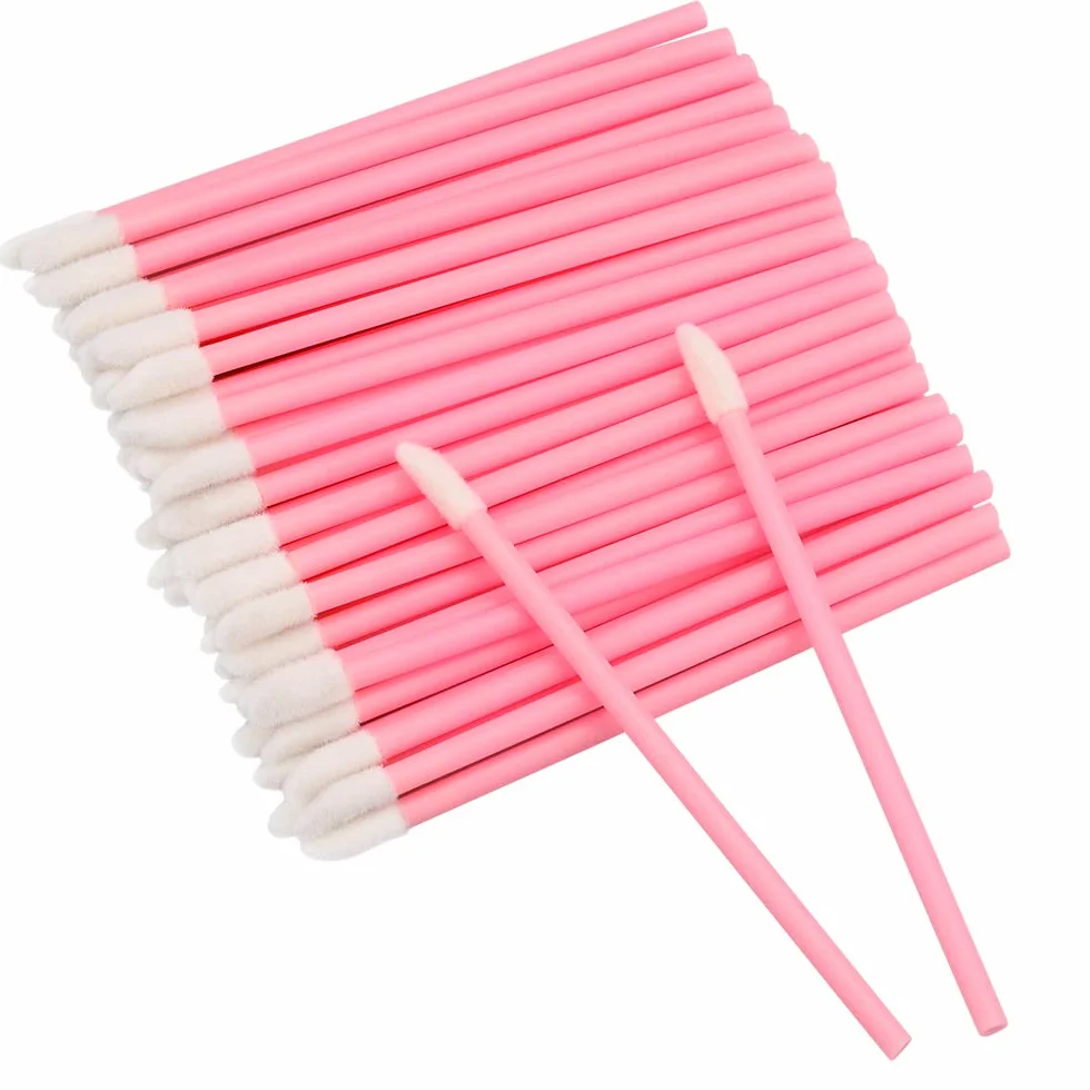 G2PLUS Pinceaux Lèvre Jetables Applicateur Batonnet Brosse à Lèvres Lip Brush Kit Maquillage Rose