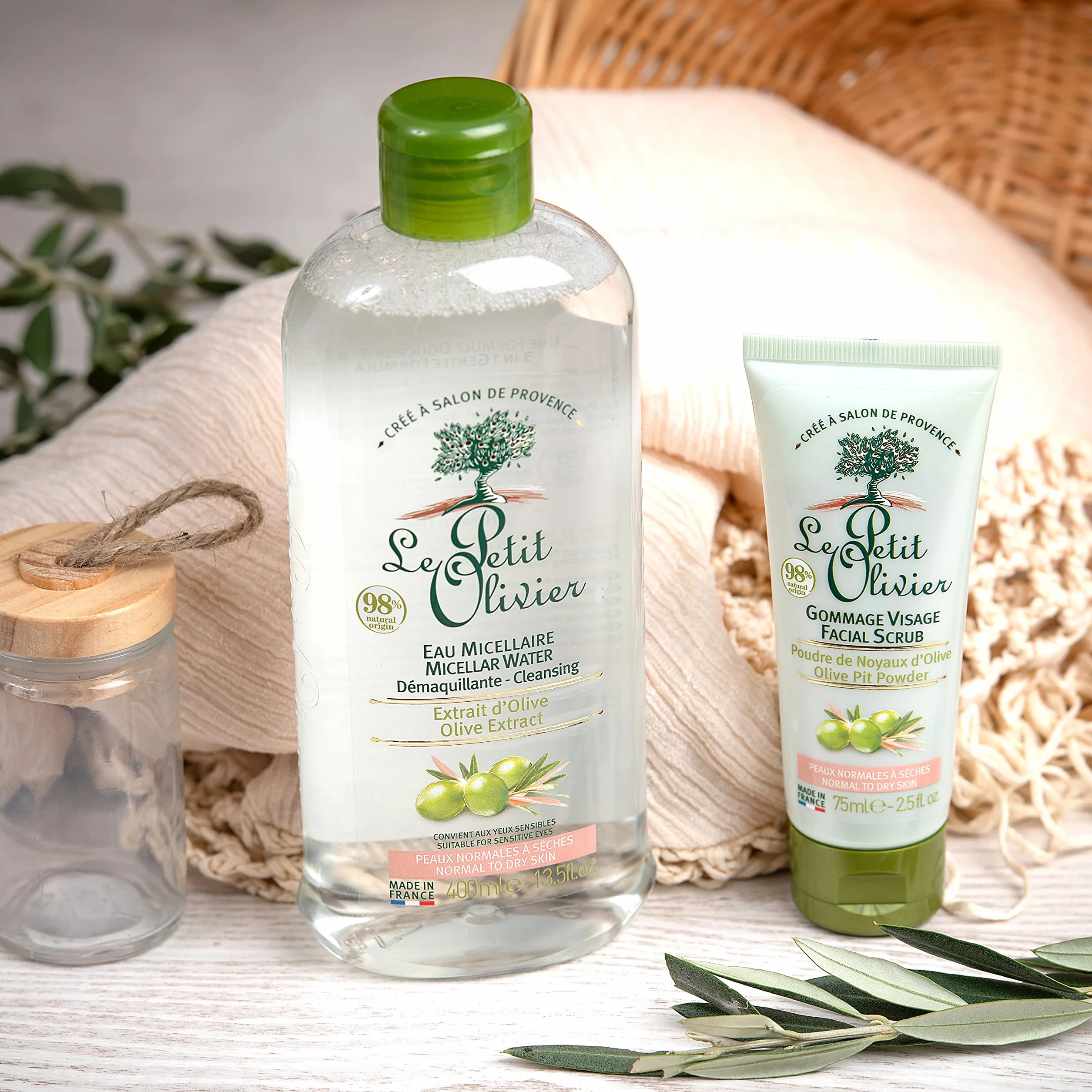 LE PETIT OLIVIER Gommage Visage Poudre Naturelle Noyaux d'Olive Exfolie Lisse Peaux Normales Sèches 75 ml