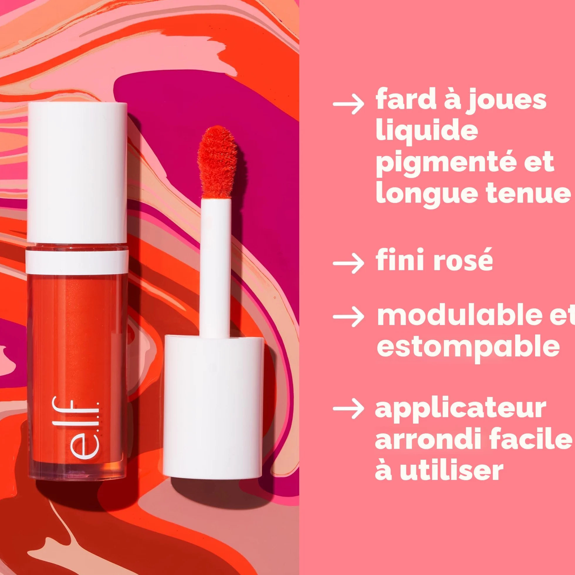 e.l.f. Blush liquide Camo, longue durée, finition douce, végétalien, Comin' In Hot Pink