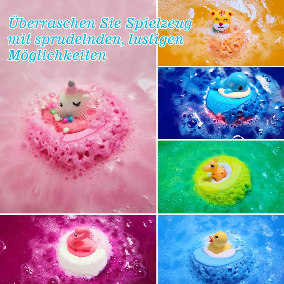 Bombe de Bain, Boules Effervescentes Avec Jouet, Boule de Bain Enfant, Boule de Bain Enfant Effervescent, Bombe de Bain Coffret Bain, Anniversaire Noël Halloween Cadeaux pour Filles, Garçons