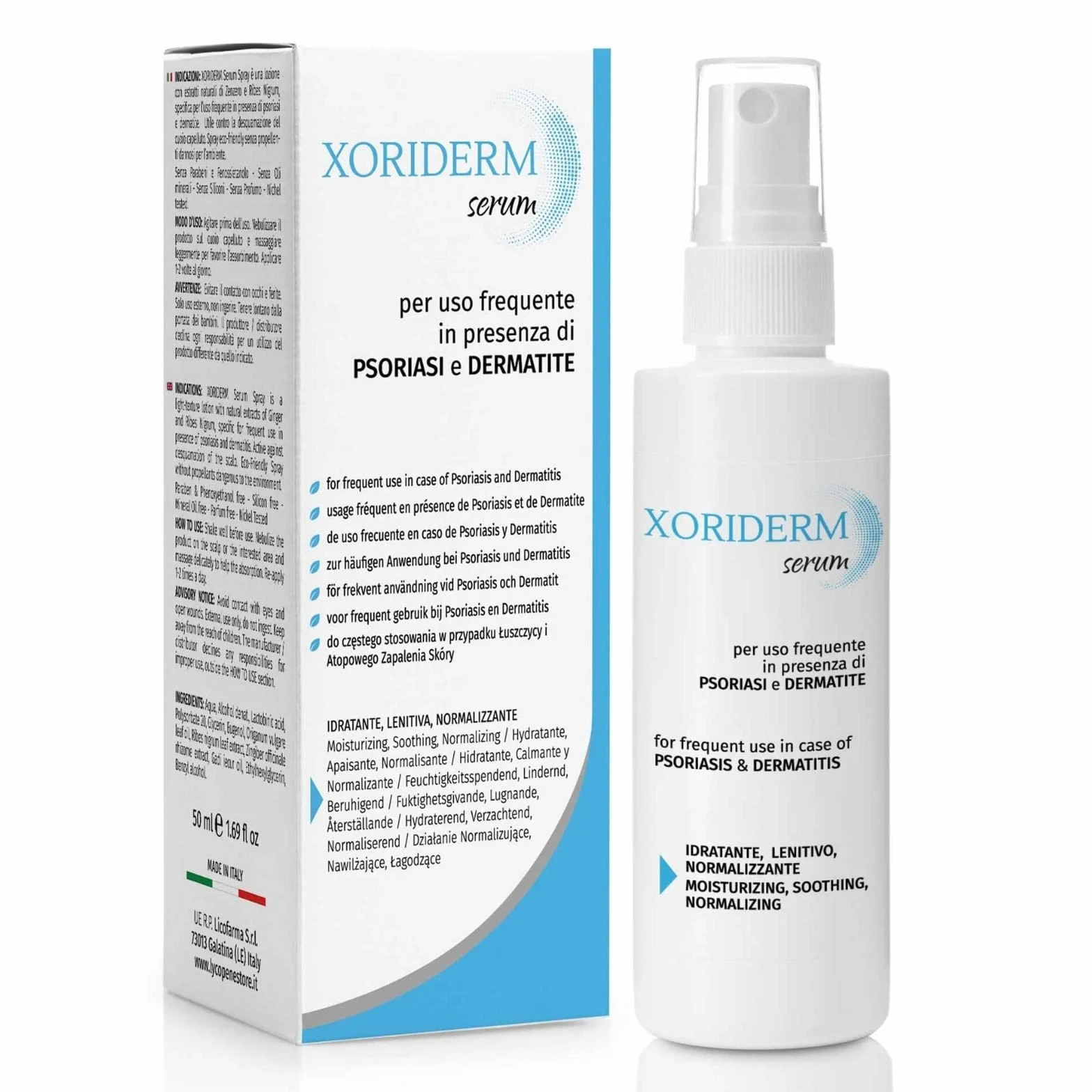 Xoriderm Serum Lotion Spray pour le Cuir Chevelu Sensible. Traitement Apaisant, Hydratante et Normalisante. 50 ml