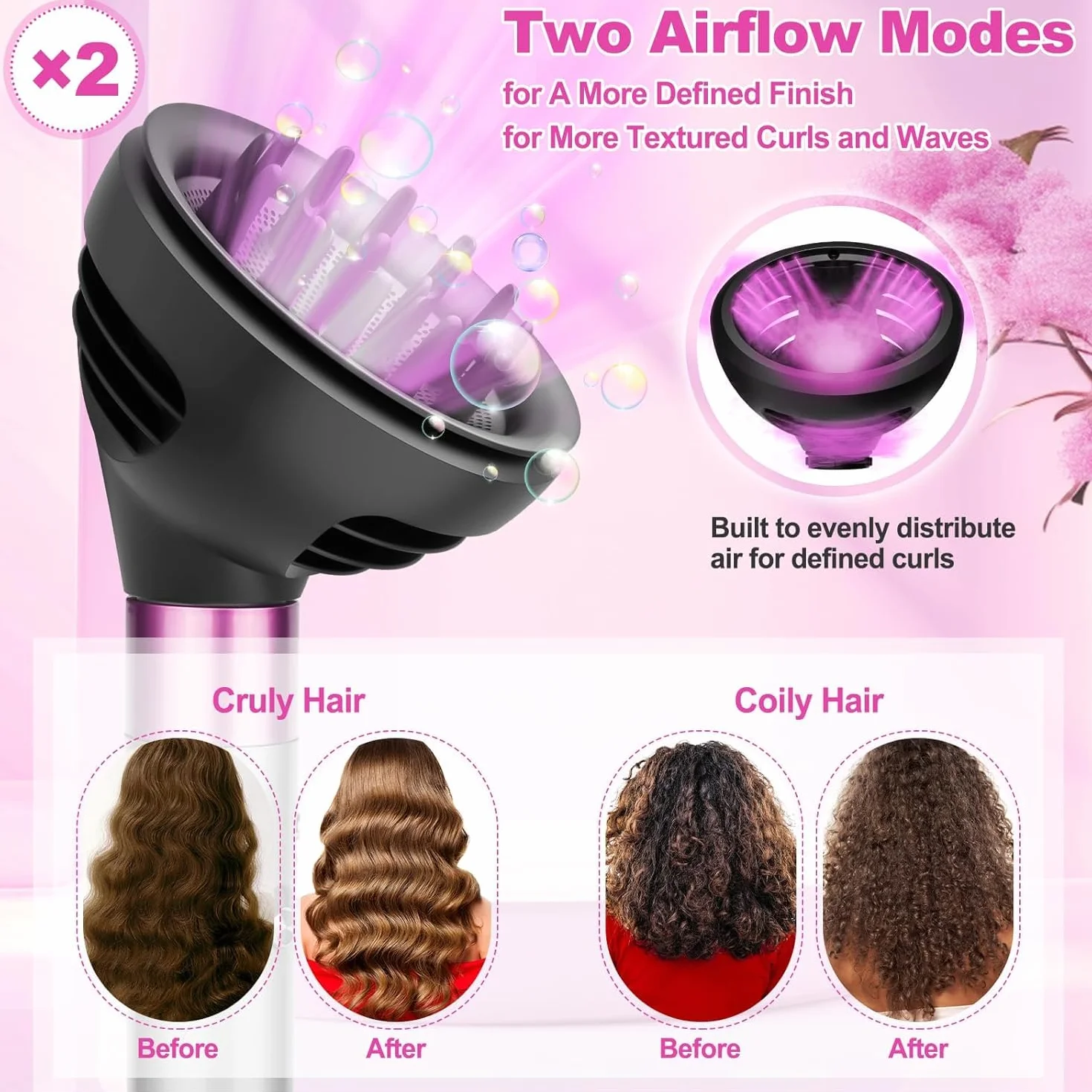 Compatible Accessoires et embouts pour diffuseur Wave & Curl du Dyson Airwrap, Compatible HS01 HS05 HS08, Accessoire à Double Mode Dôme & Diffusé, embout pour dyson airwrap
