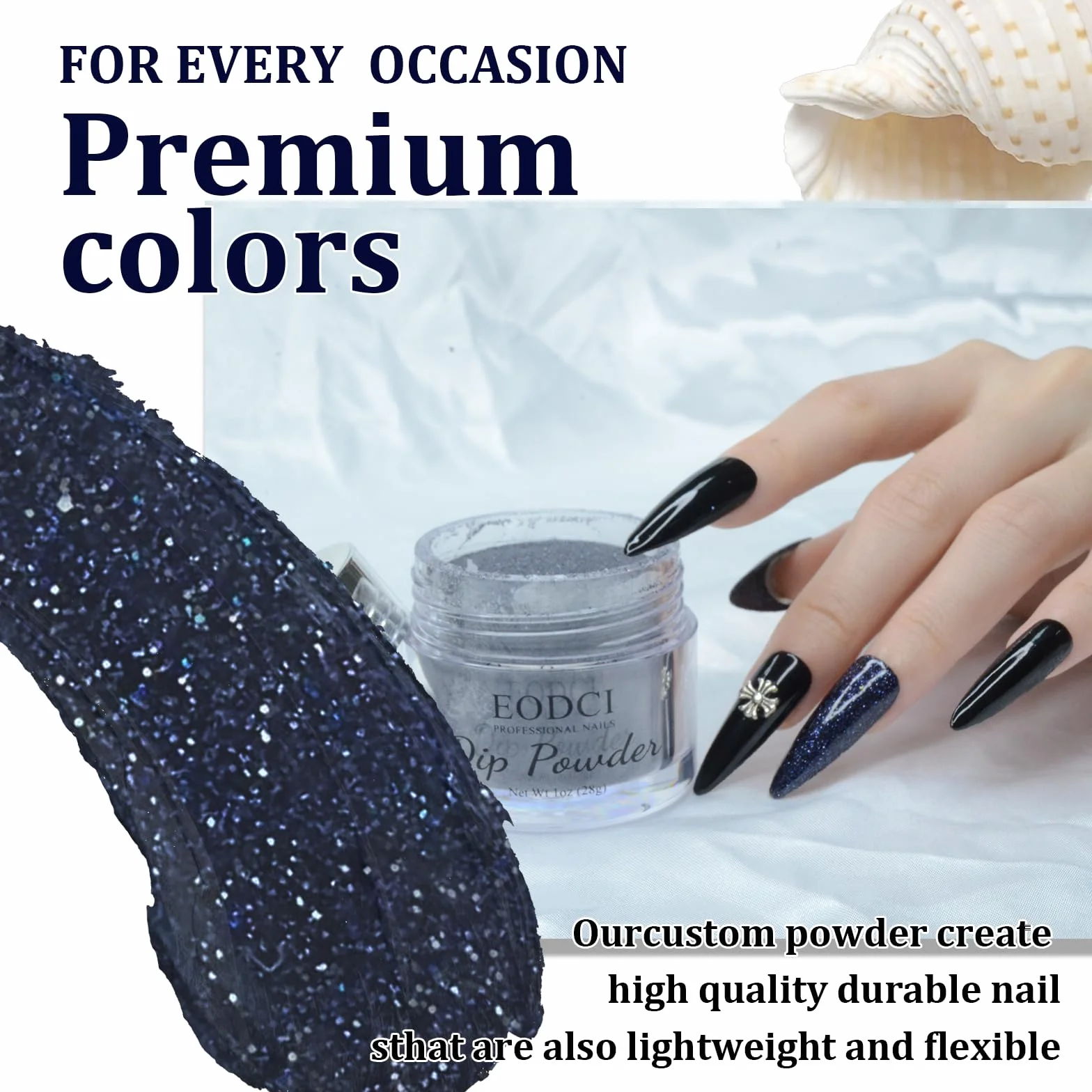 Poudre à Ongles 28g Paillettes Noires Dipping Powder Manucure Kits DIY Sans Odeur Lampe Non Requise