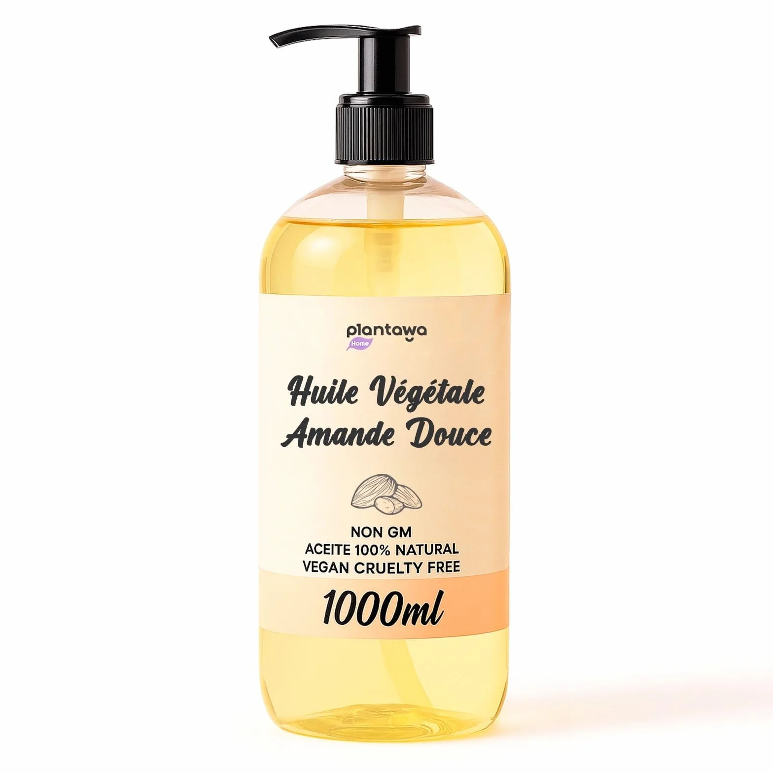 PLANTAWA Huile d'amande douce 1 l BIO avec dosificateur