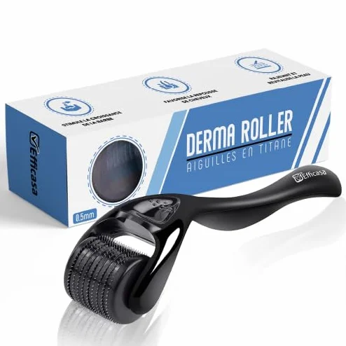 Dermaroller Microneedling 540 Micro-Aiguilles Titane Médical 0,5 mm Visage Repousse Cheveux Barbe Réduction Cicatrices Rides