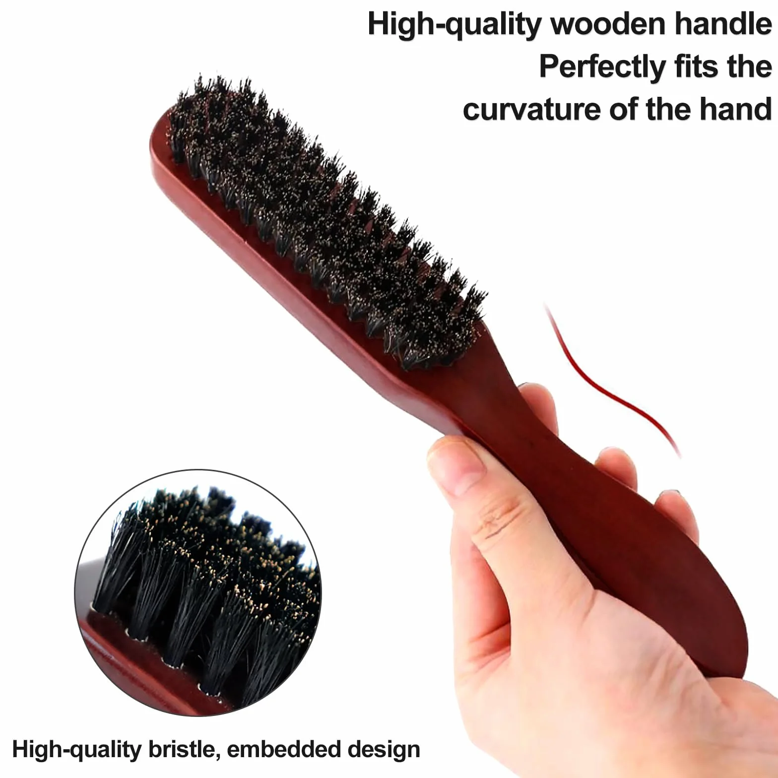 Brosse en Poil de Sanglier pour Cheveux Homme Femme Nettoyage Barbe