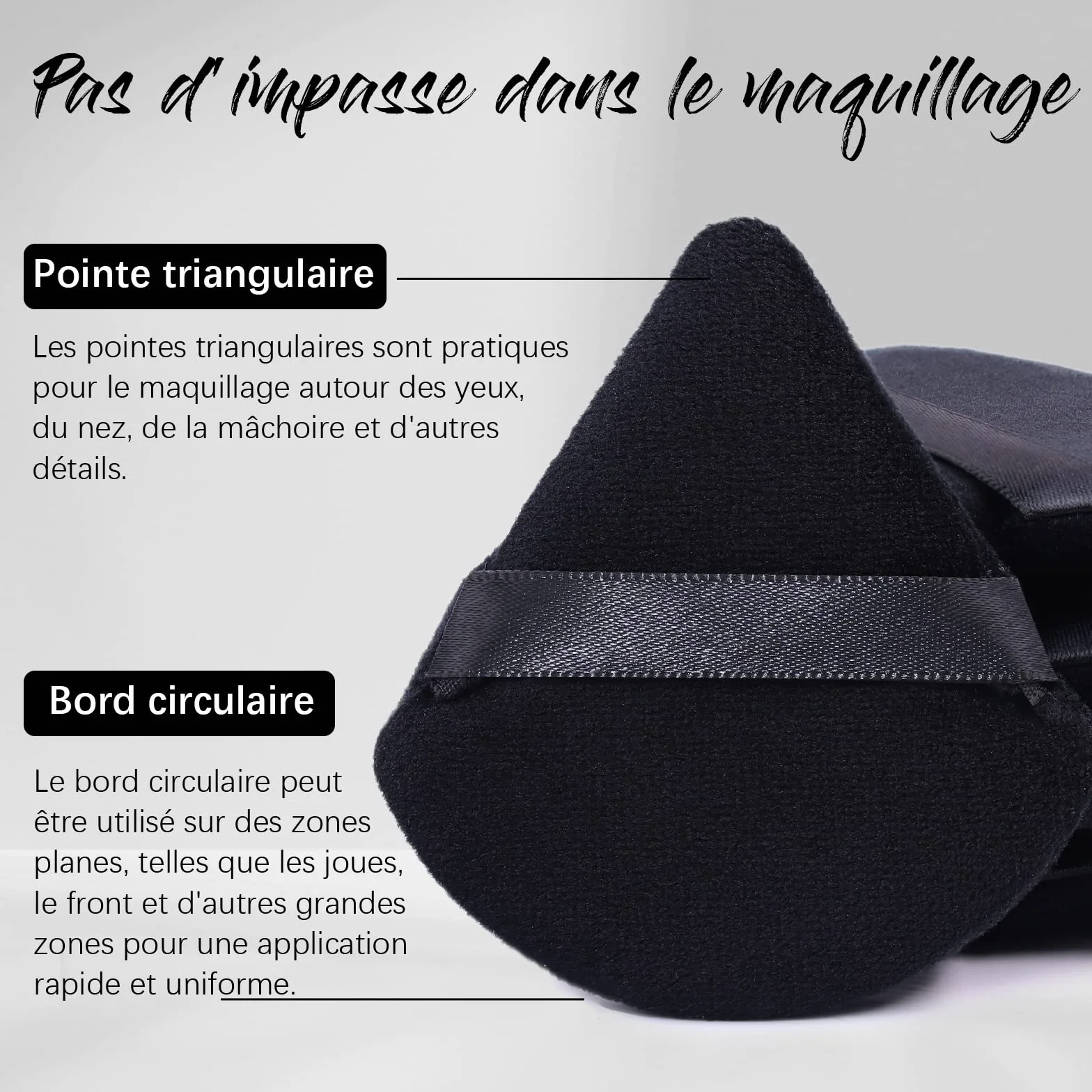 BEAKEY Triangle Houpette Maquillage Fond De Teint Éponge Poudre Douce (6 Pièces Noir)