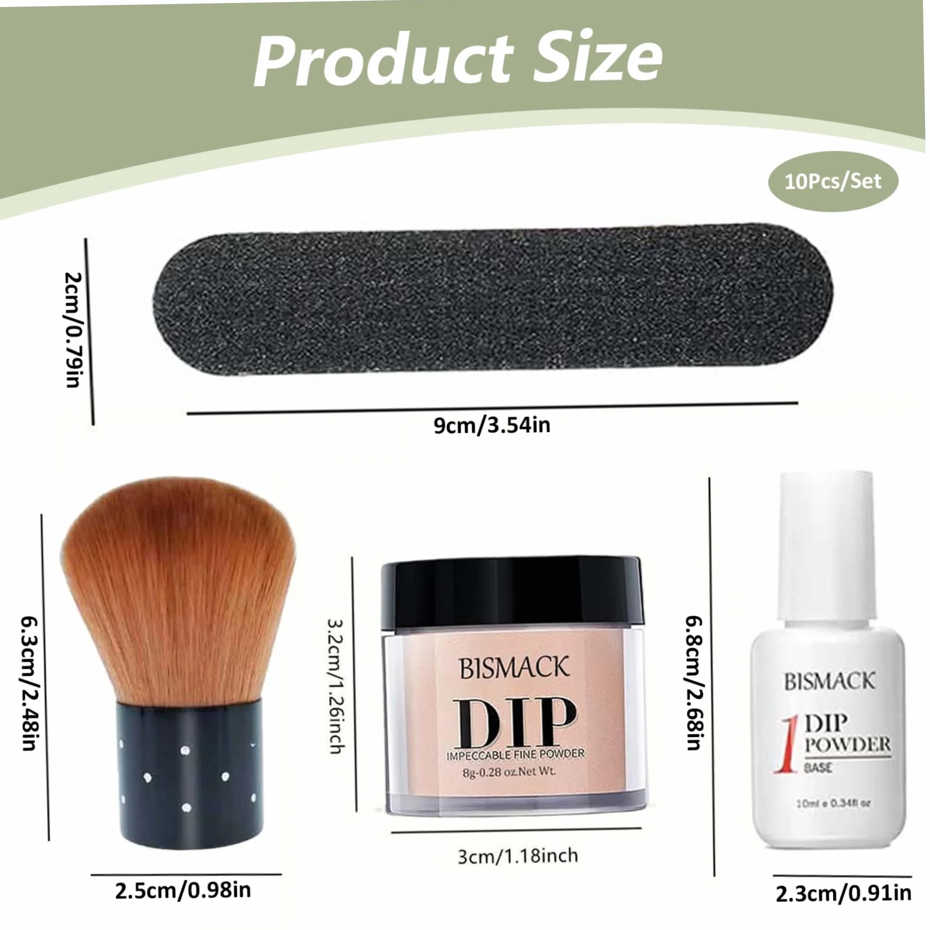Kit de poudre de trempage pour ongles 10 pièces, 4 couleurs avec activateur base/couche finition, marron