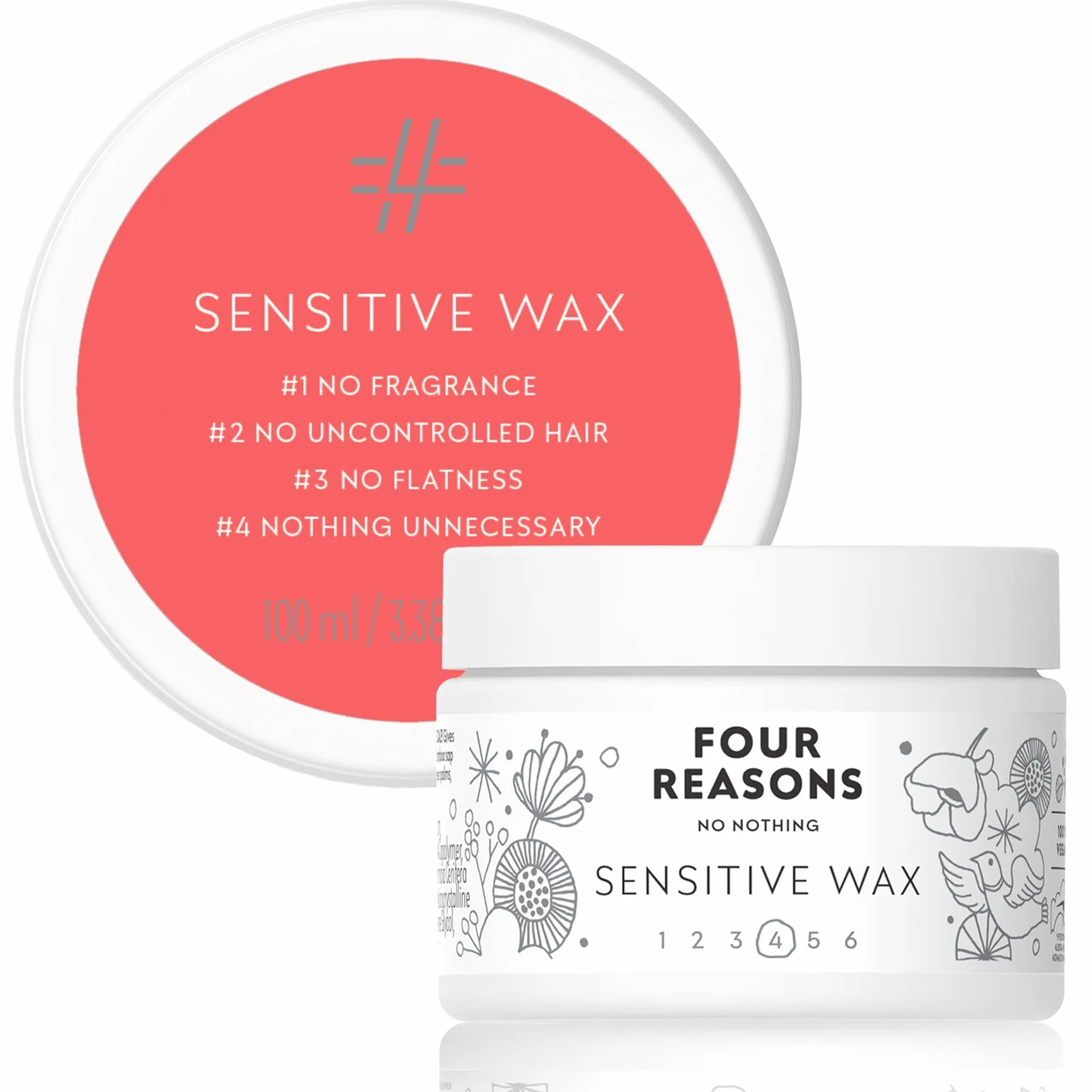 Four Reasons No Nothing Sensitive Wax – Parfum – Cire coiffante – Donne de la structure et une tenue forte | 100 % végétalien | 100 ml