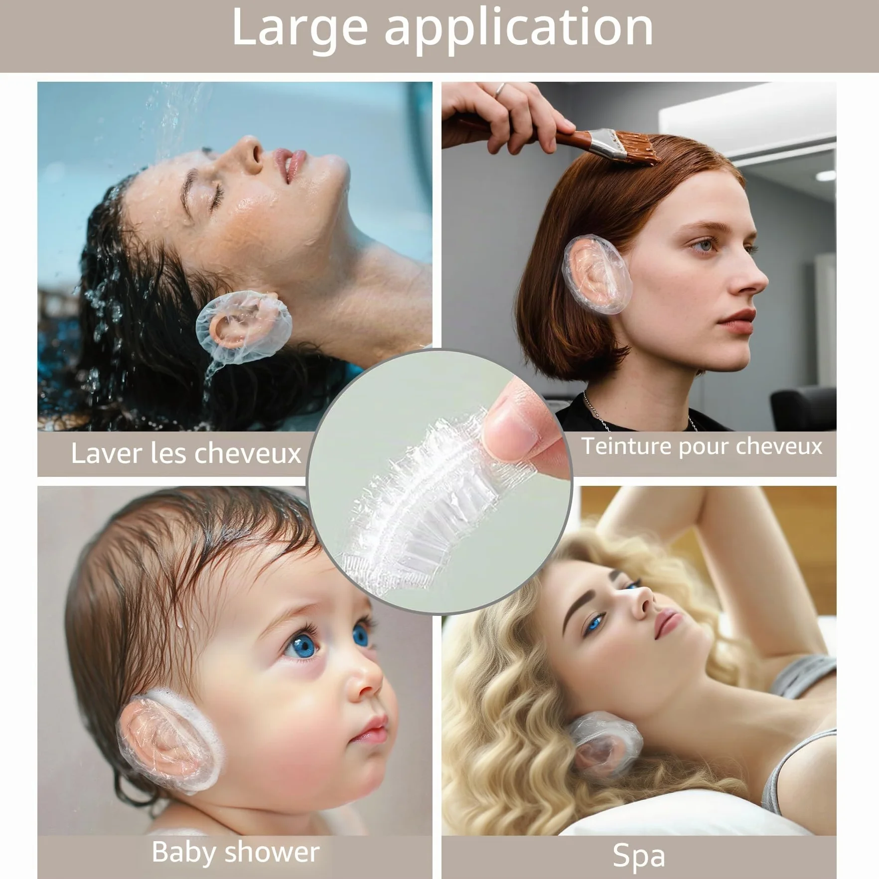 Bonnets douche jetables transparents plastique pour adultes salons coiffure bains