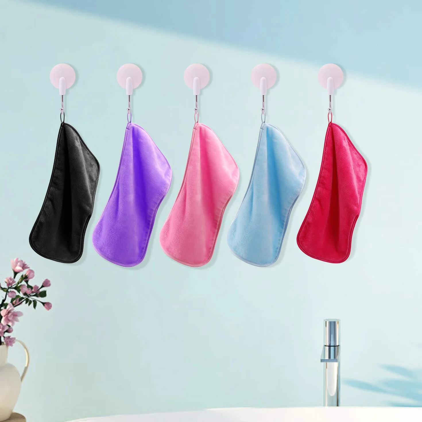 Chiffon Démaquillant Réutilisable en Microfibre, 5 Pièces, Tampons de Visage Lavables et Absorbants