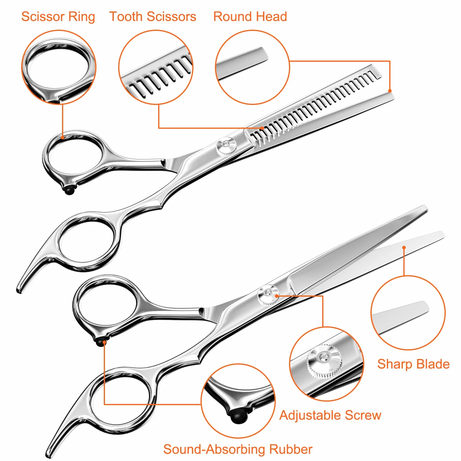 Ciseaux de Coiffure Professionnels en Acier Inoxydable Ultra Tranchants