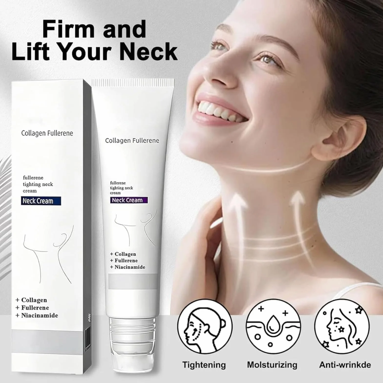 Magic Collagen Fullerene Neck Cream - Neck Skincare with Collagen Peptides,Neck Firming Creams, Moisturizing, Wrinkles & Fine Lines Skin Care,Lightweight and Fast-Absorbing