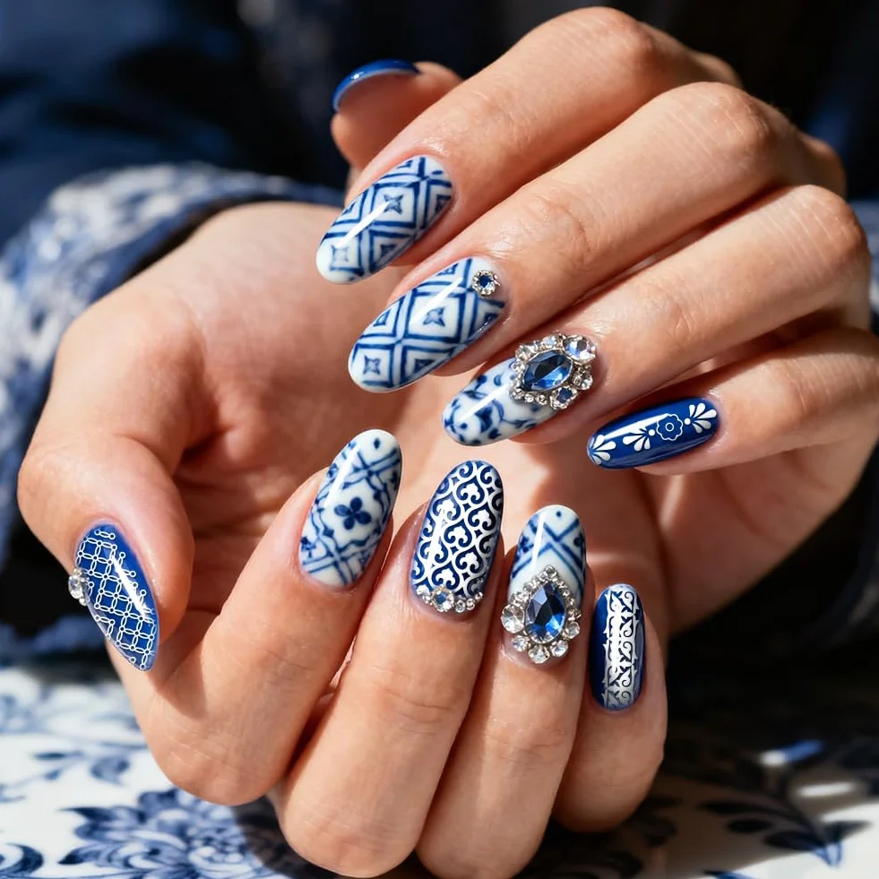 PH PandaHall 4pcs Plaque de Tampon à Ongles à Motifs de Style Chinois Modèle D'Art D'Ongle à Longue Bande Rétro Motifs Floraux Pochoirs à Ongles Bordures Traditionnelles pour Femmes Manucure Décor