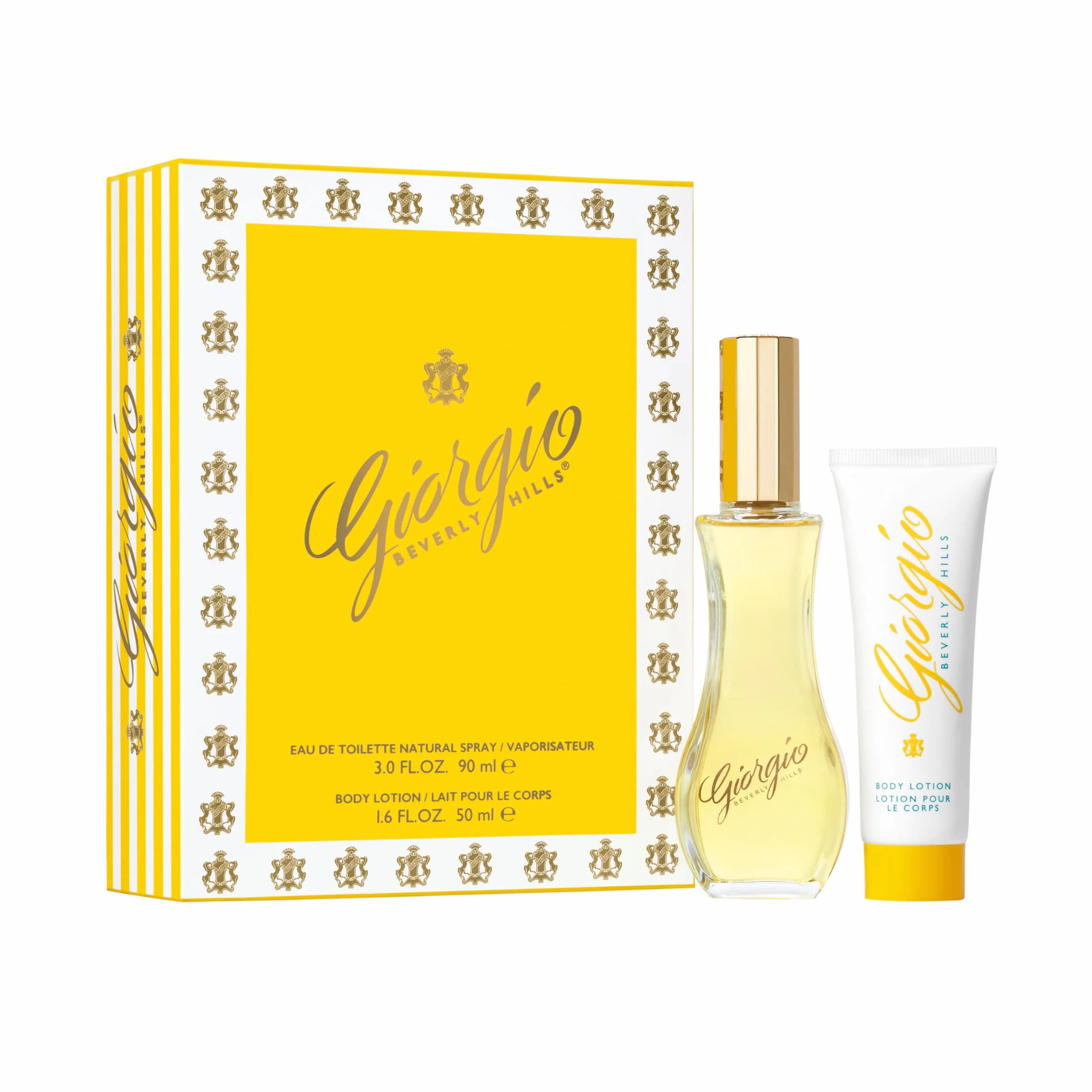 Giorgio Beverly Hills, Coffret Parfum Duo, Eau de Toilette pour Femme (90 ml) et Lotion Parfumée pour le Corps (50 ml), Senteur Florale, Poudrée et Intense, Parfum de Luxe