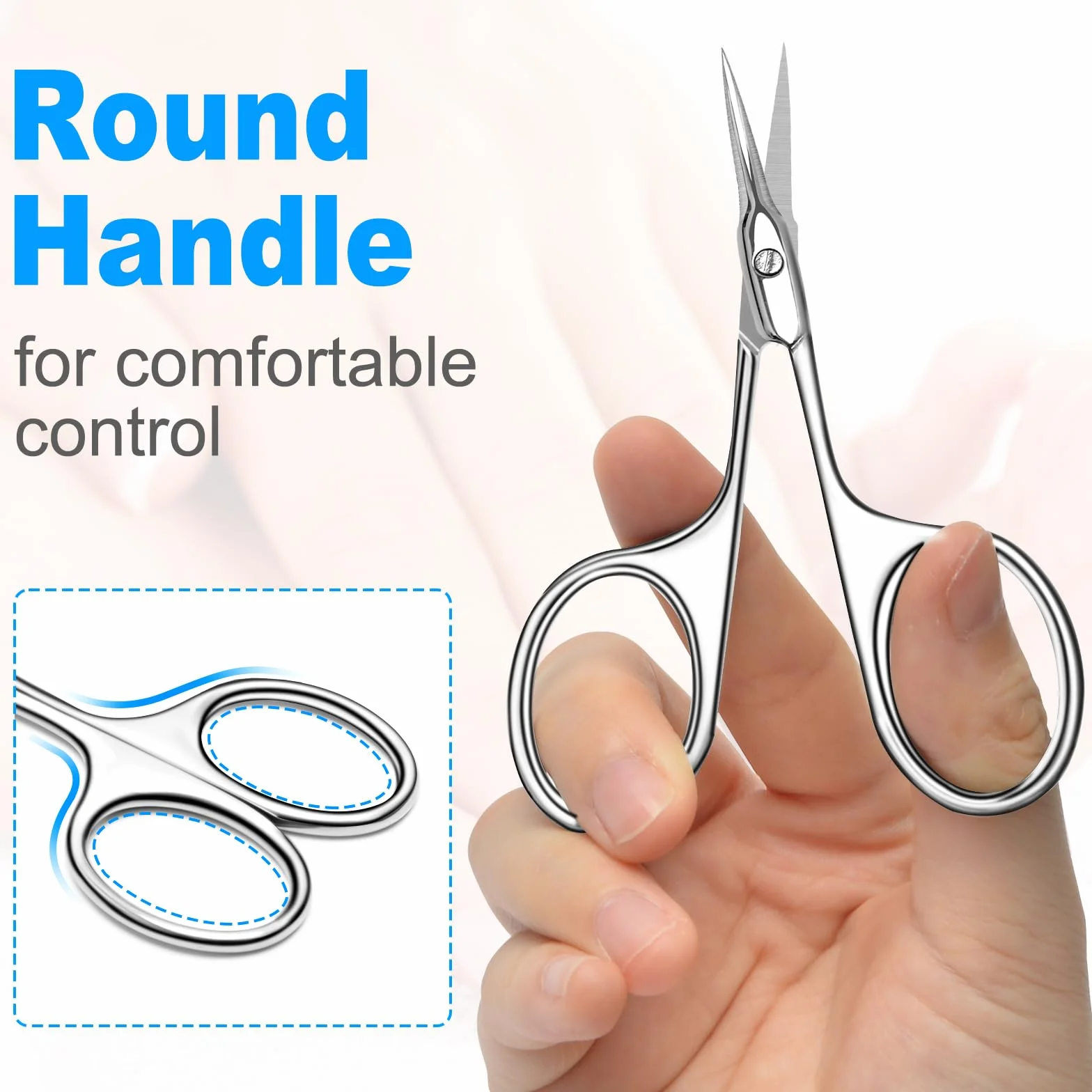 Ciseaux à Cuticules Incurvés Professionnels en Acier Inoxydable - Ciseaux Sourcils Ultra-Fins de Précision pour Ongles, Sourcils, Cils et Cheveux
