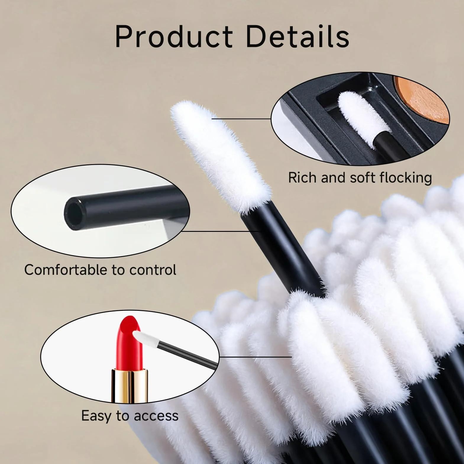 Pinceaux Lèvre Jetables 100PCS, Applicateur Batonnet Brosse Hygiénique, Micro Bâtonnets Rouge à Lèvres Gloss