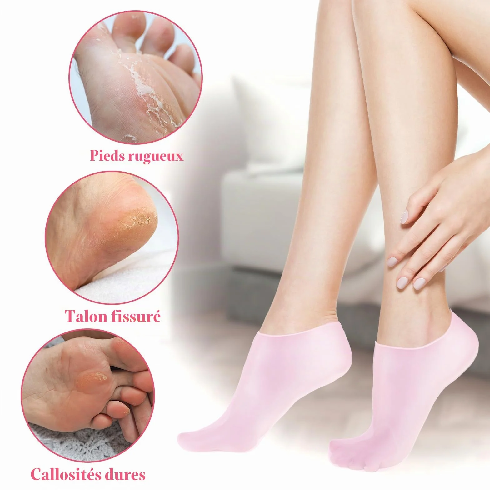Chaussettes en silicone hydratantes pour femme, gel doux à l'aloès, chaussettes de pédicure spa