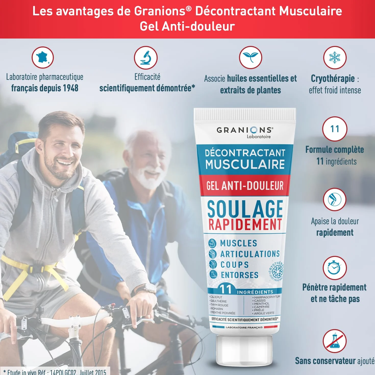 GRANIONS Décontractant Musculaire Gel Anti-Douleur 100 ml Cryothérapie